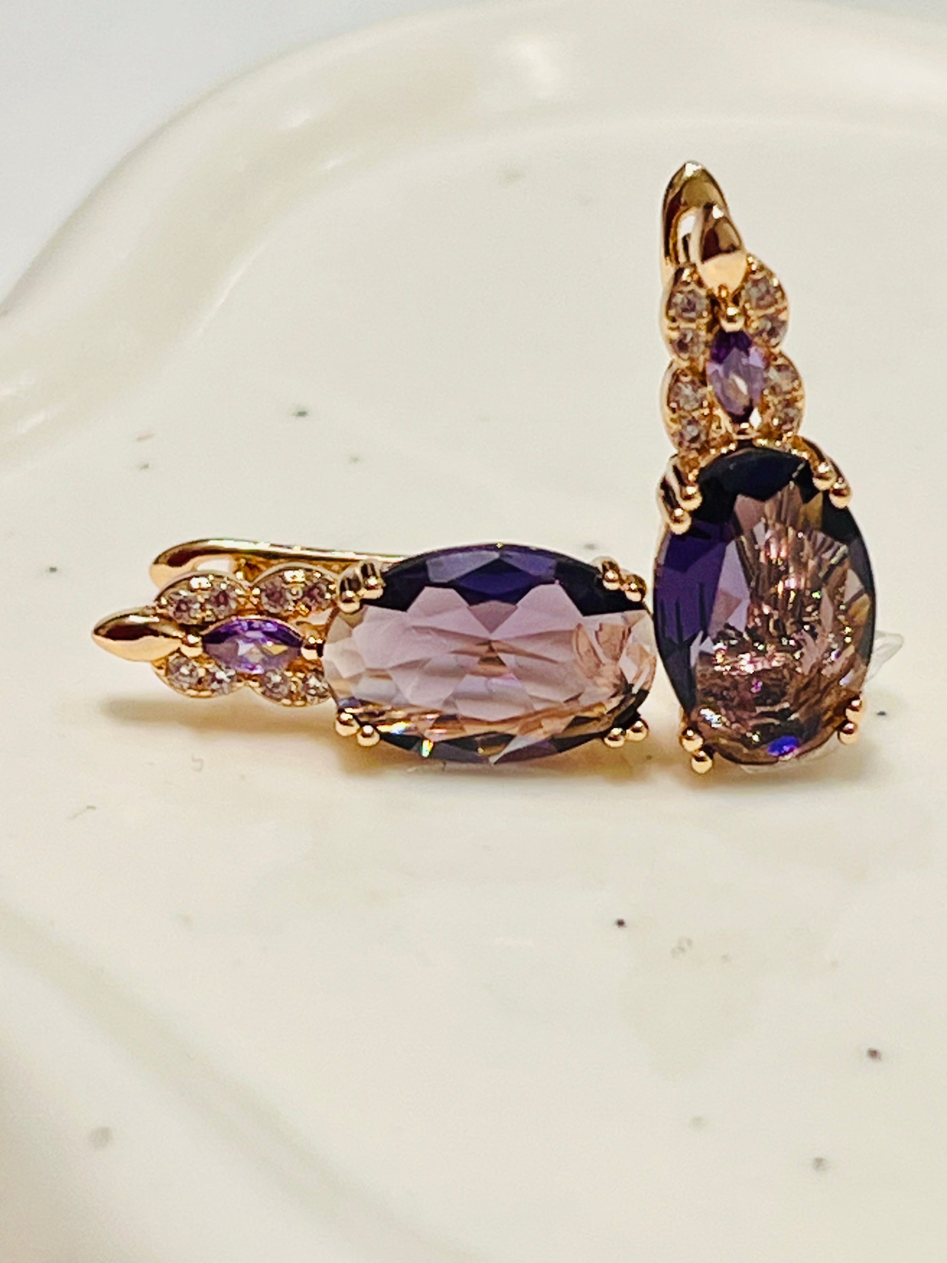 14K rose Gold-Filled Oval Amethyst Earrings