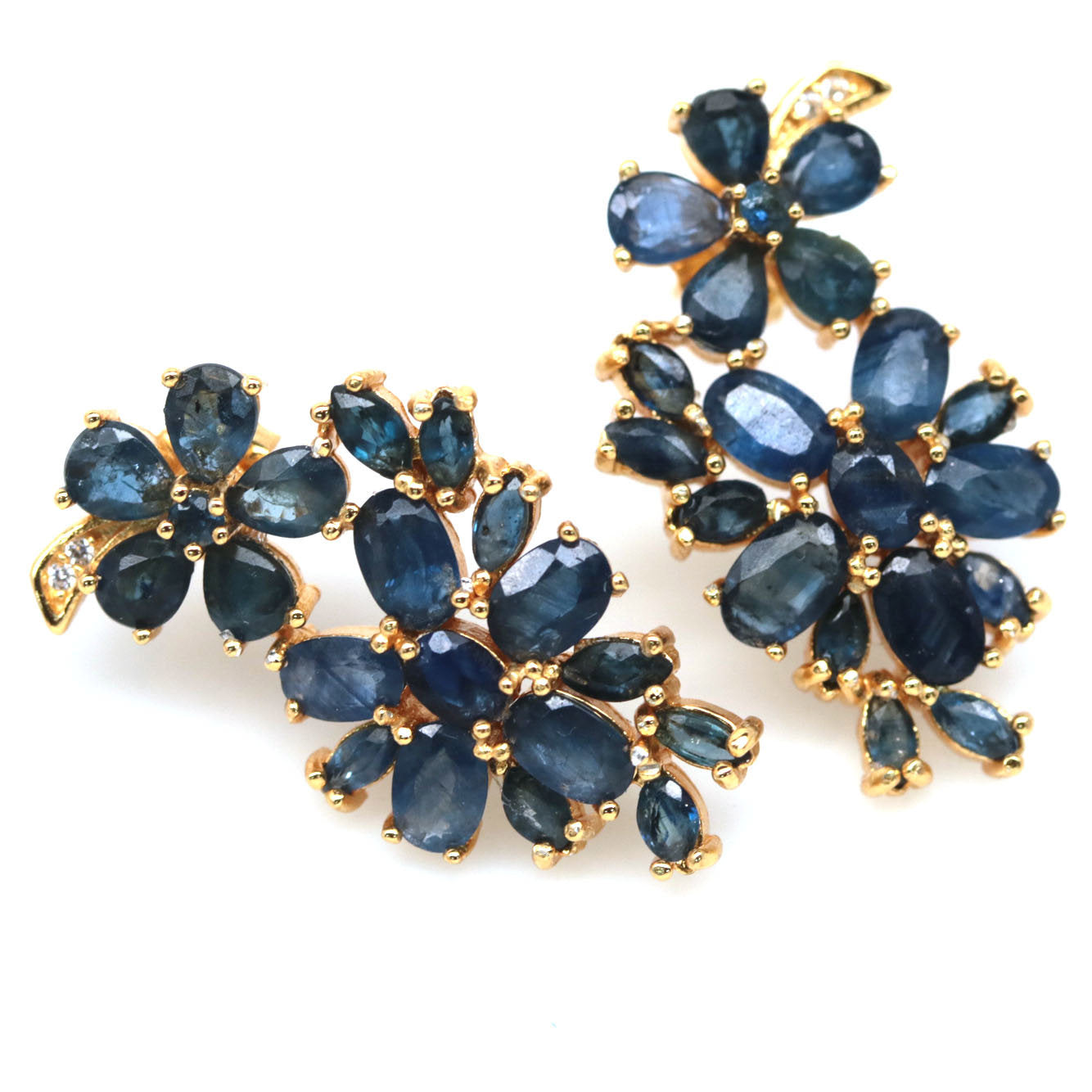 Handmade Ceylon Sapphires Earrings in 18k Gold Vermeil over Sterling silver