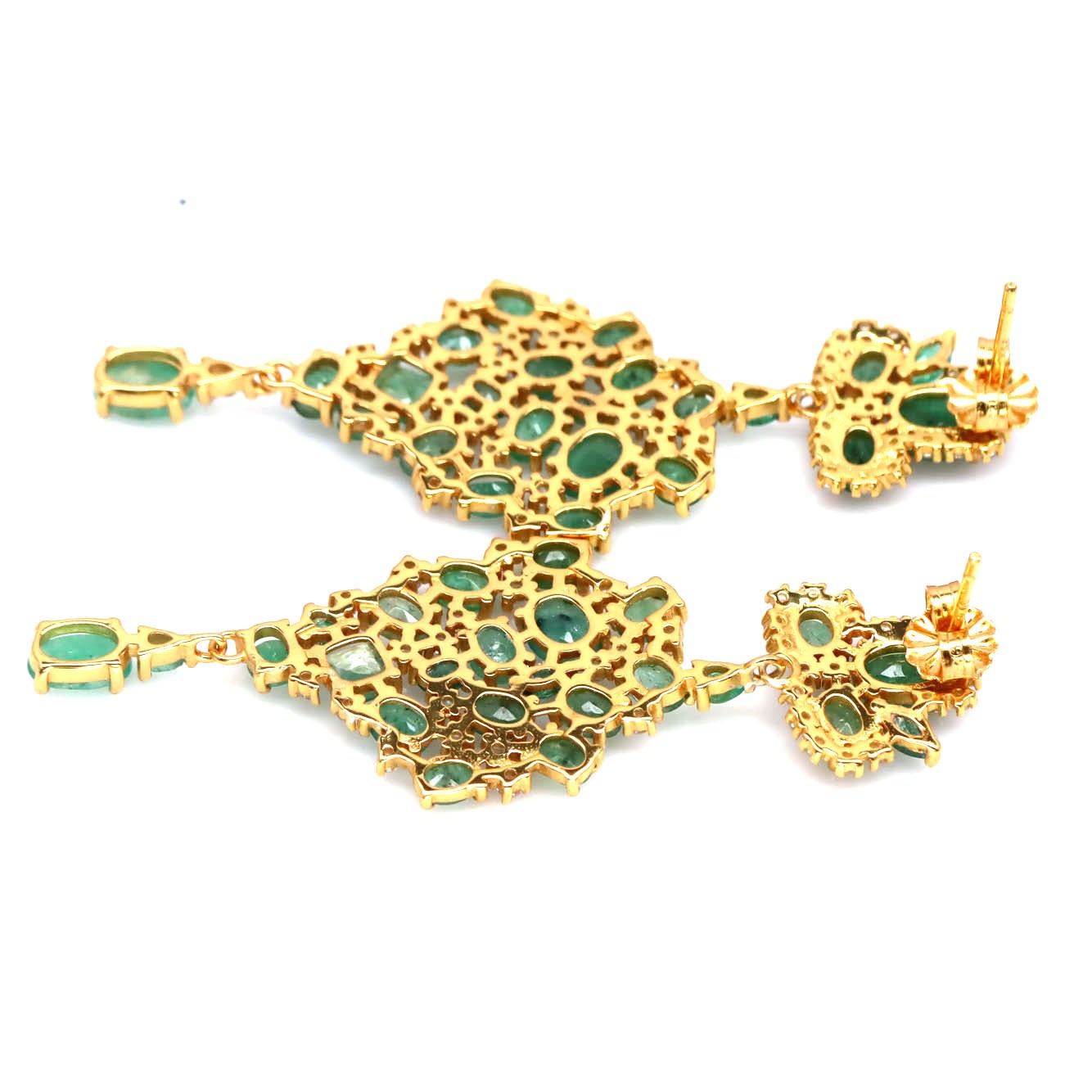 Designer Emerald & Diamond Earring – 18K Gold Vermeil