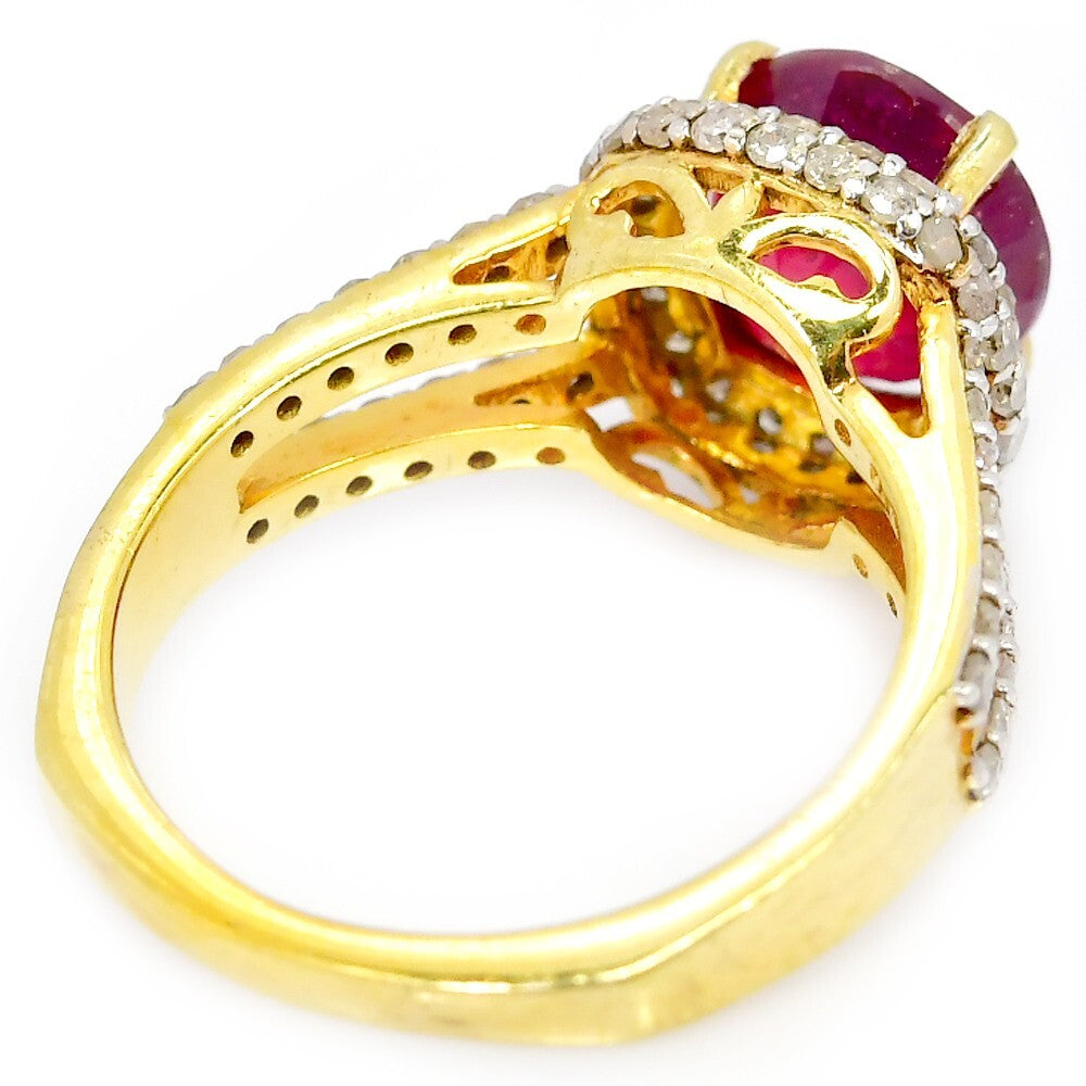 Genuine Burmese Ruby and natural diamonds ring