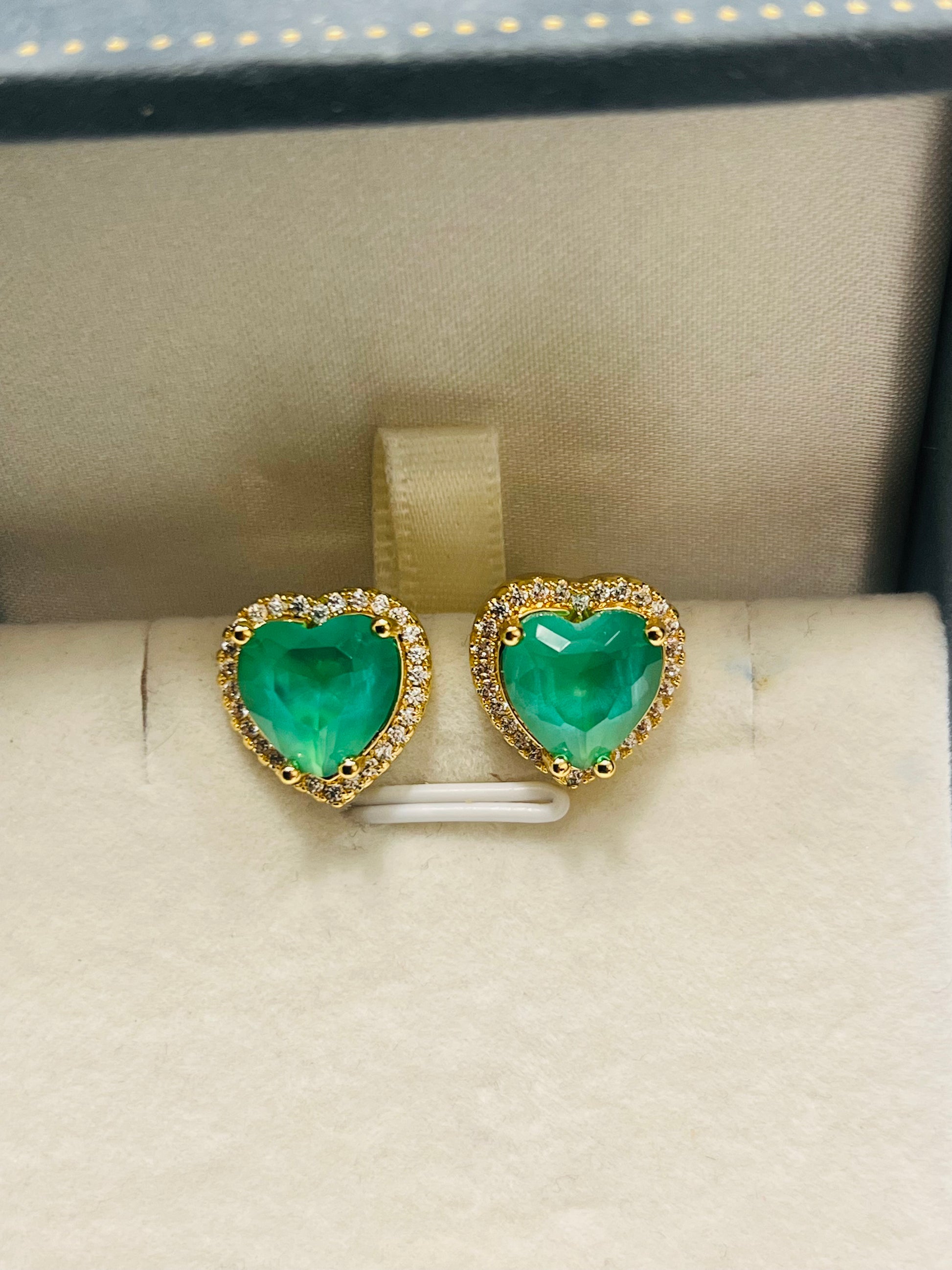 Stunning Colombian Emerald Doublet Neon Heart Earrings