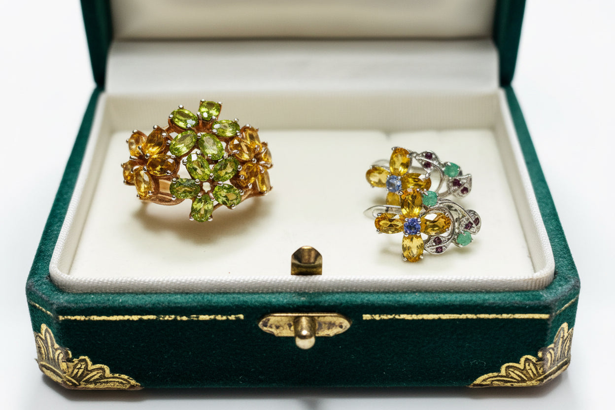 Handmade Genuine Citrine and Peridot Set