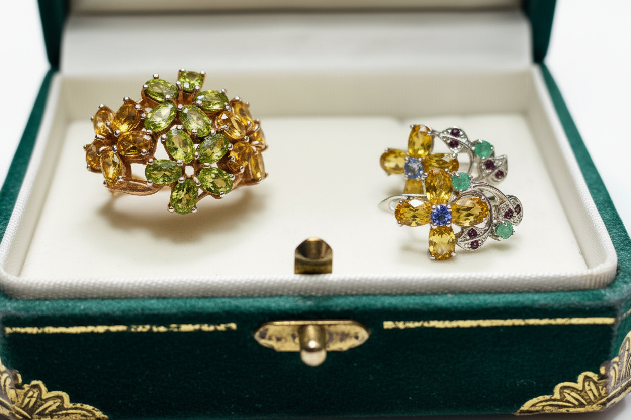 Handmade Genuine Citrine and Peridot Set