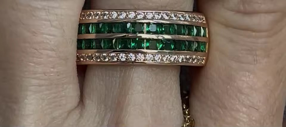 14k Rolled Gold Nano Emerald Ring