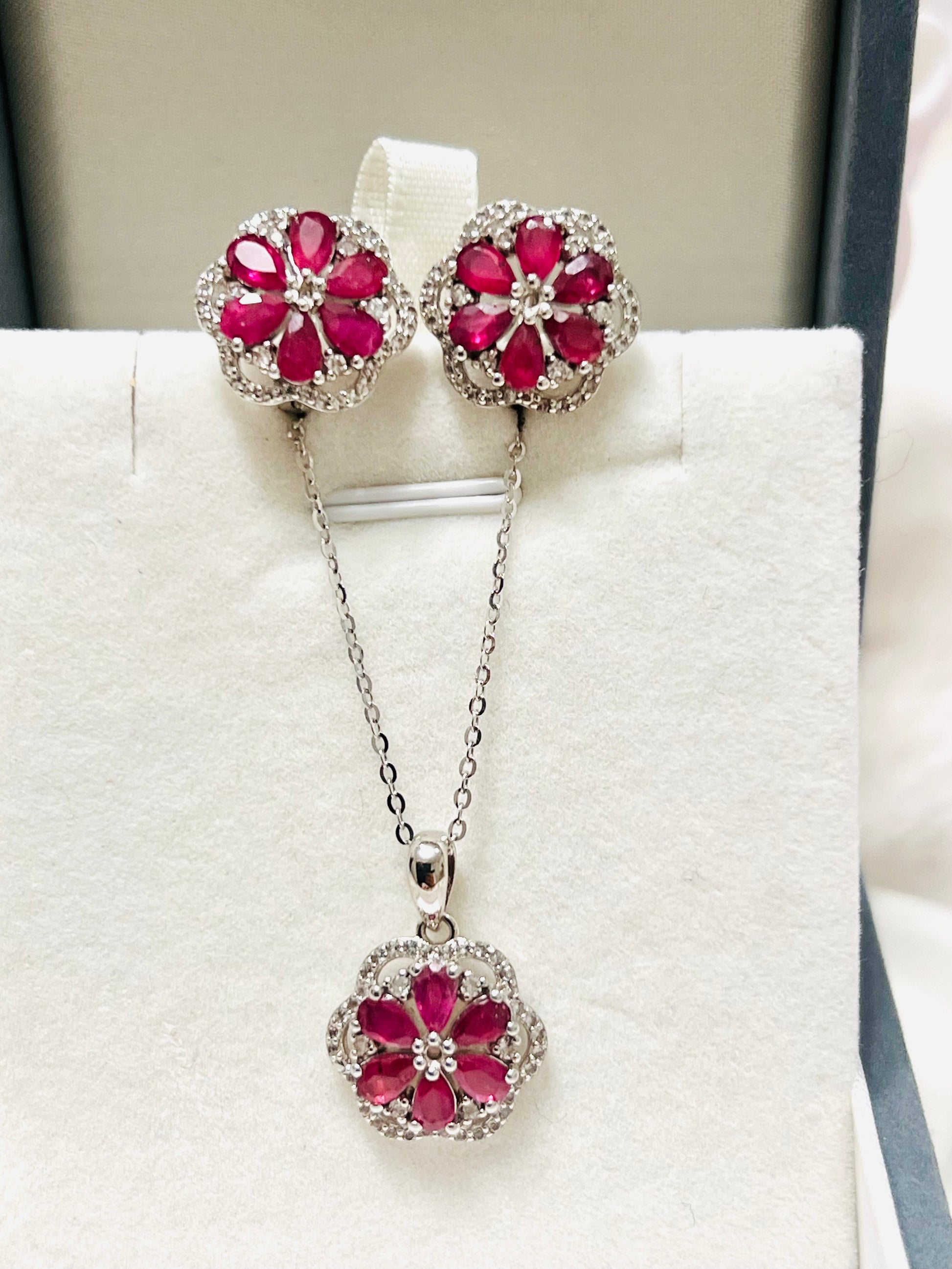 Handmade Natural Ruby Bloom- “The Neptune Set”