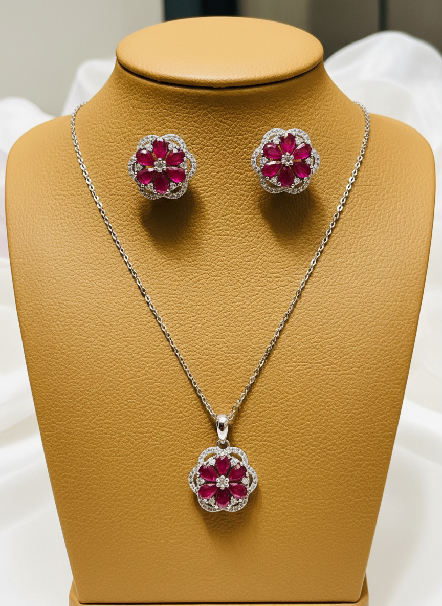 Handmade Natural Ruby Bloom- “The Neptune Set”