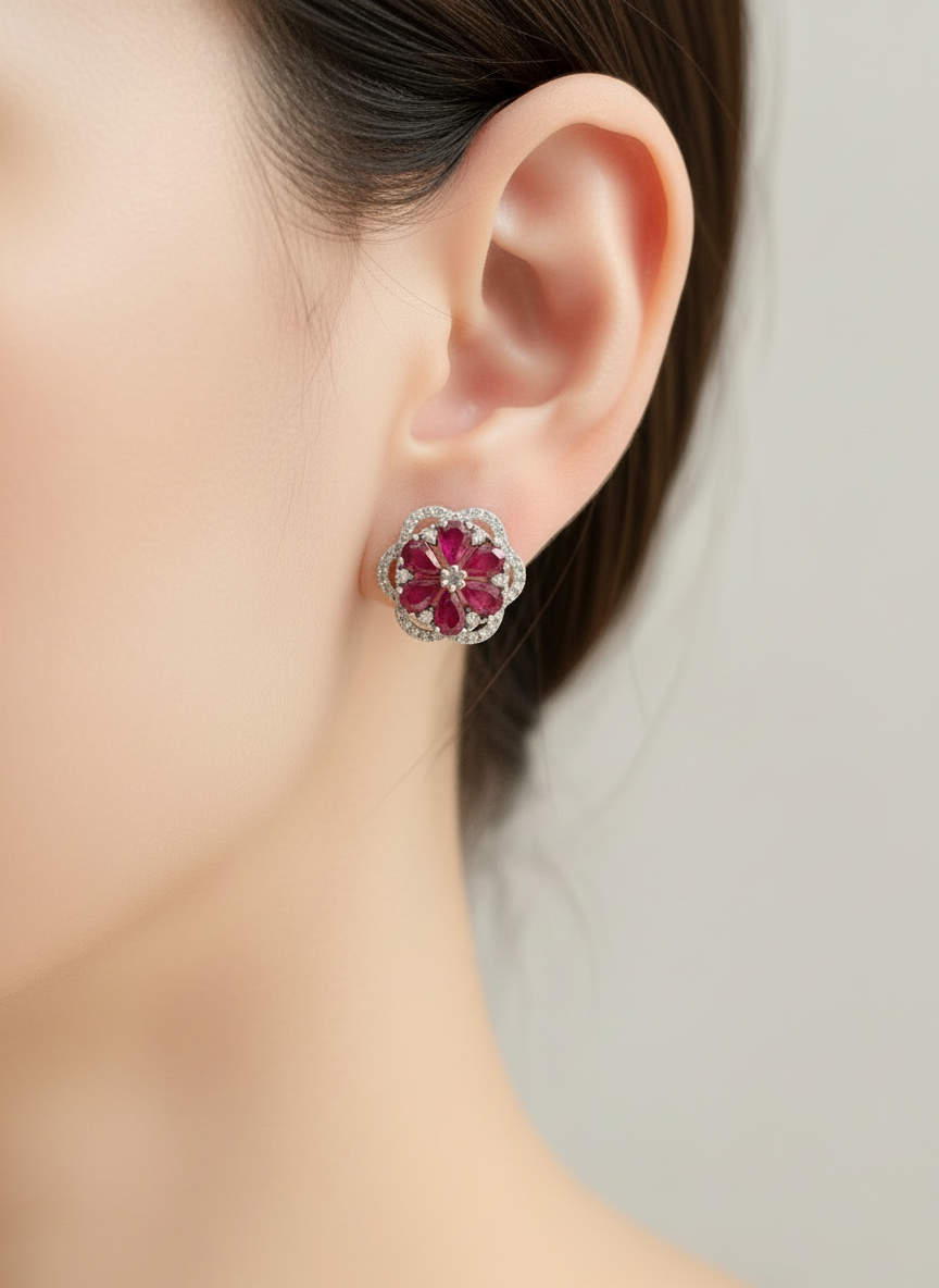 Handmade Natural Ruby Bloom- “The Neptune Set”