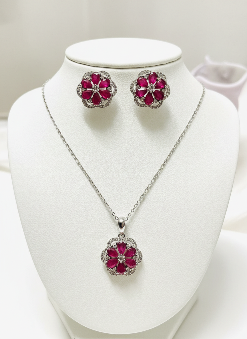 Handmade Natural Ruby Bloom- “The Neptune Set”