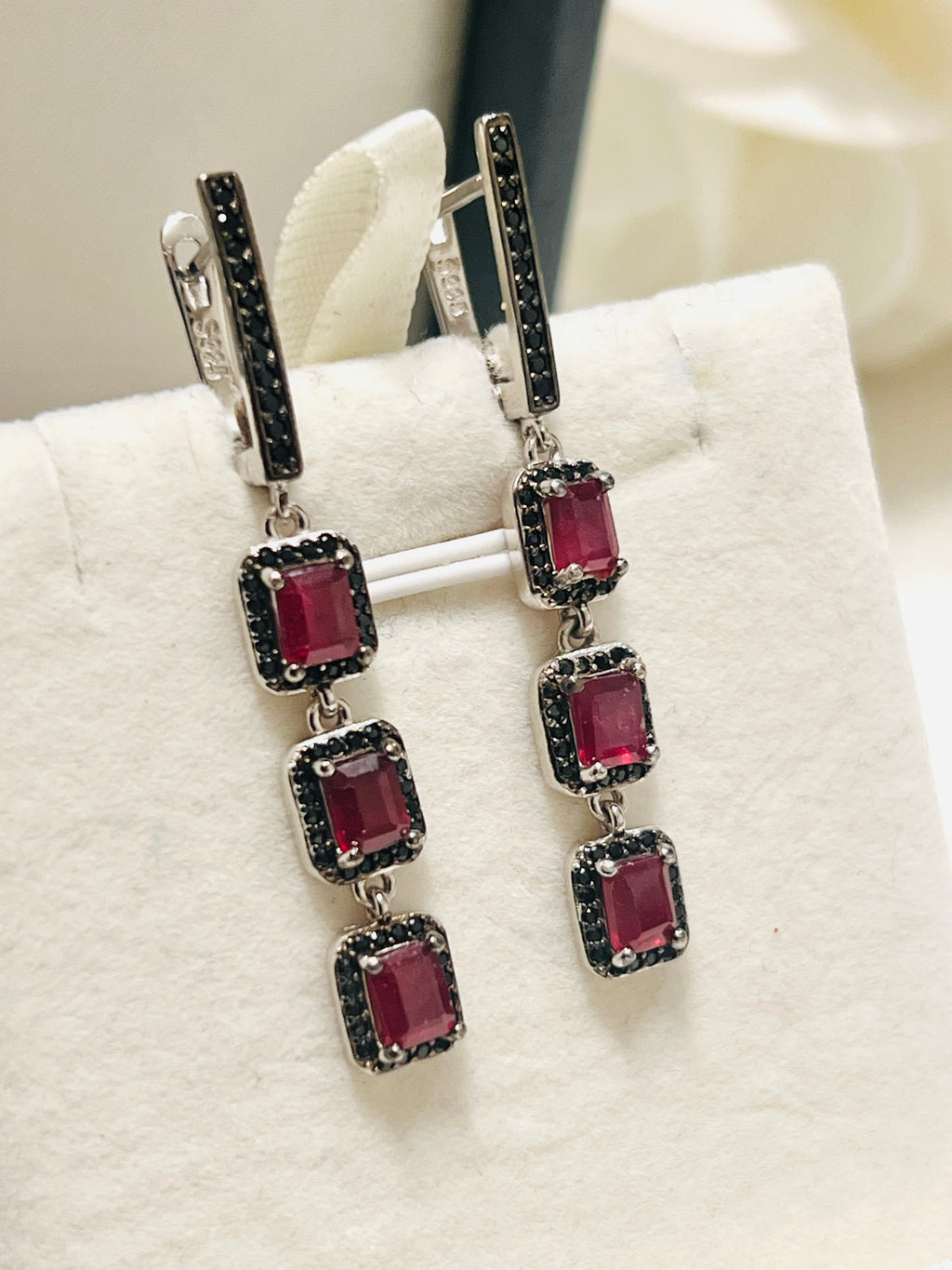 Handmade genuine Ruby Noir Drop Earrings