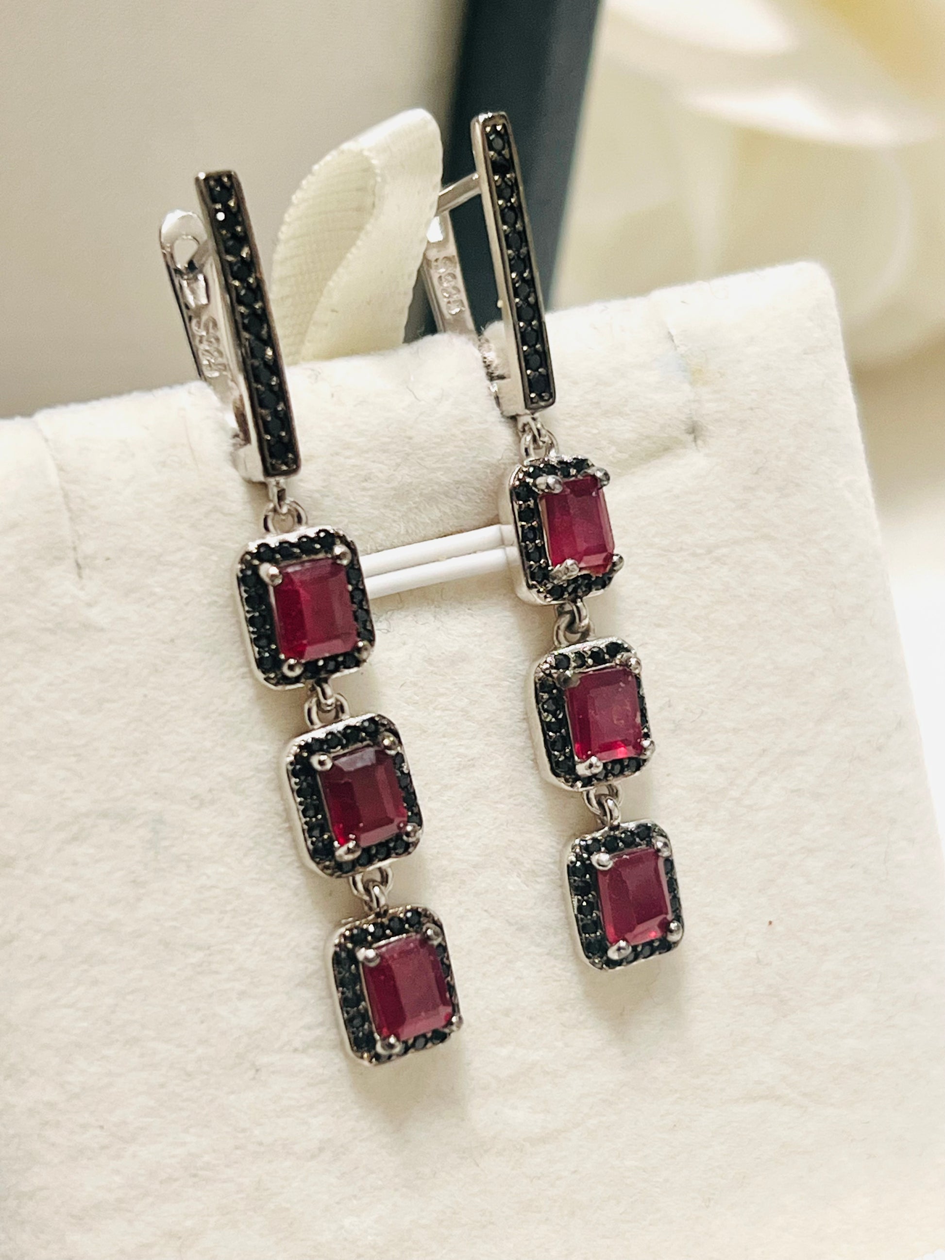 Handmade genuine Ruby Noir Drop Earrings