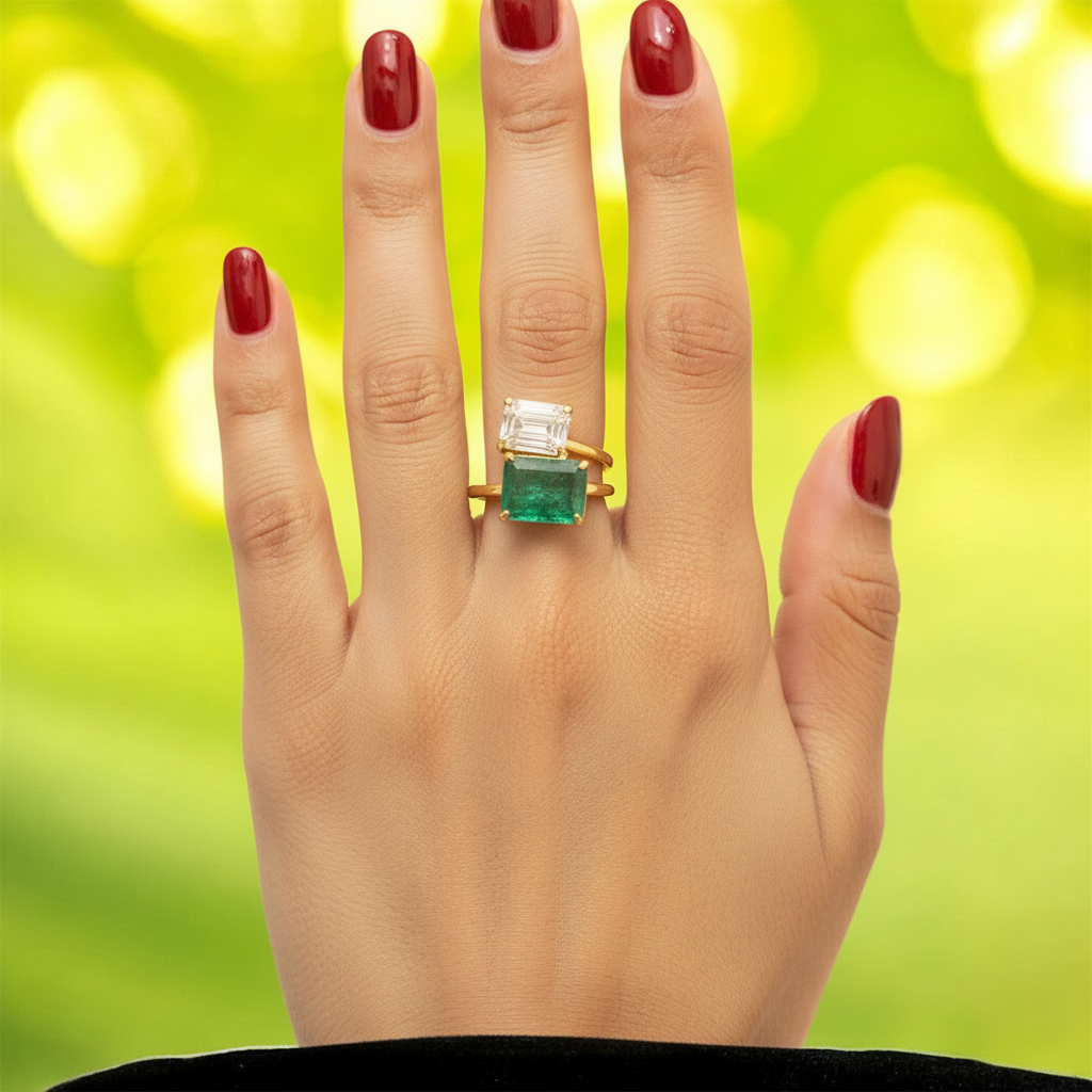 Stunning Handmade Natural Emerald and Natural White Topaz