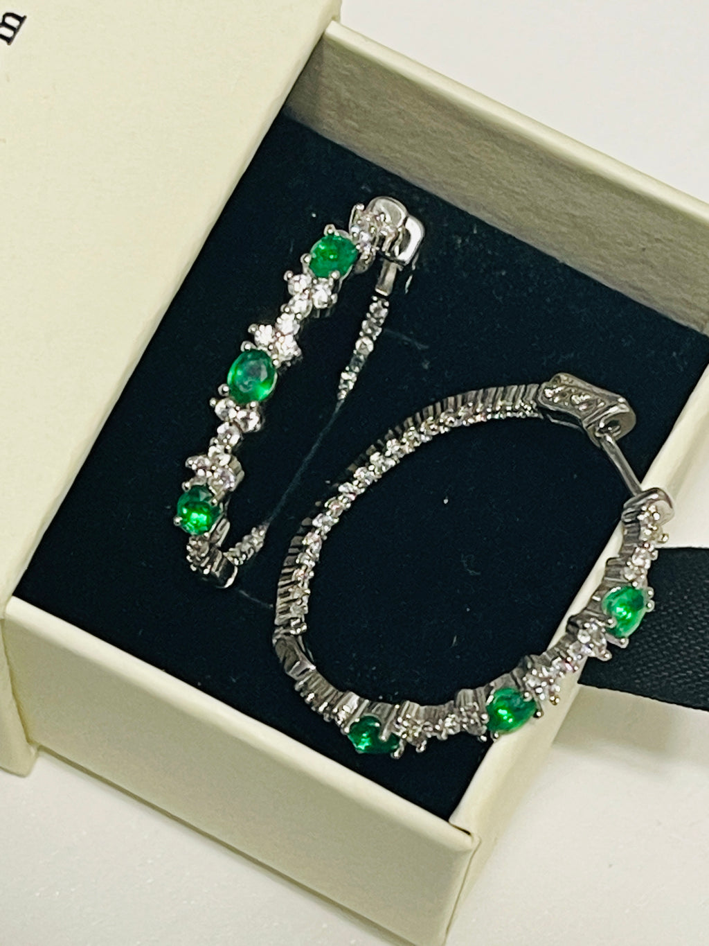 Elegant Eva & Elie Emerald Hoop Earrings