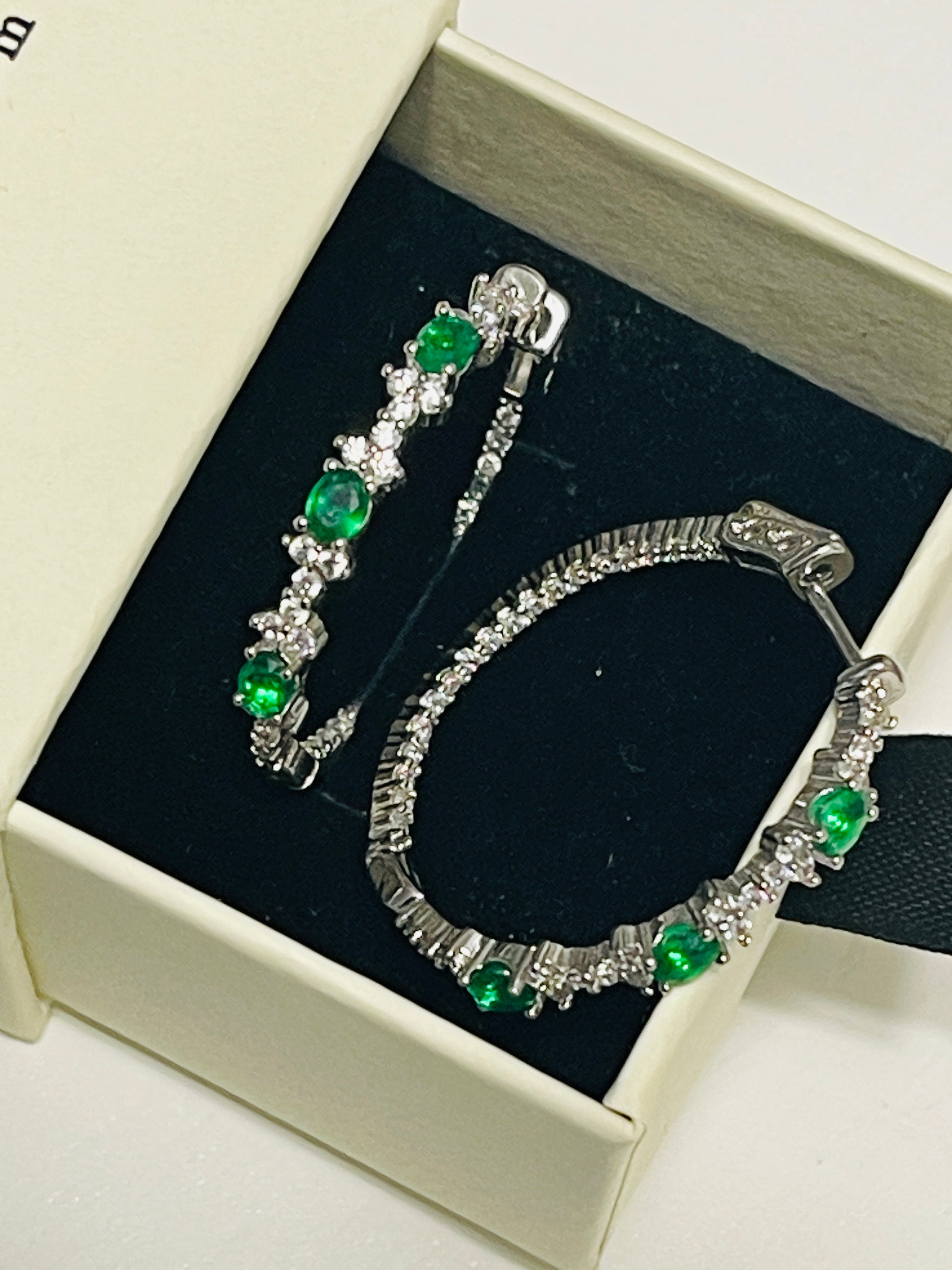 Elegant Eva & Elie Emerald Hoop Earrings