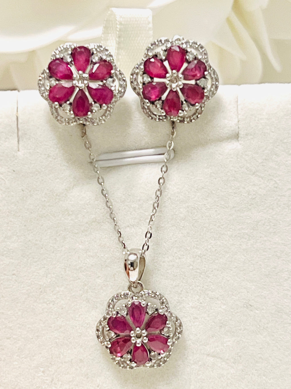 Handmade Natural Ruby Bloom- “The Neptune Set”