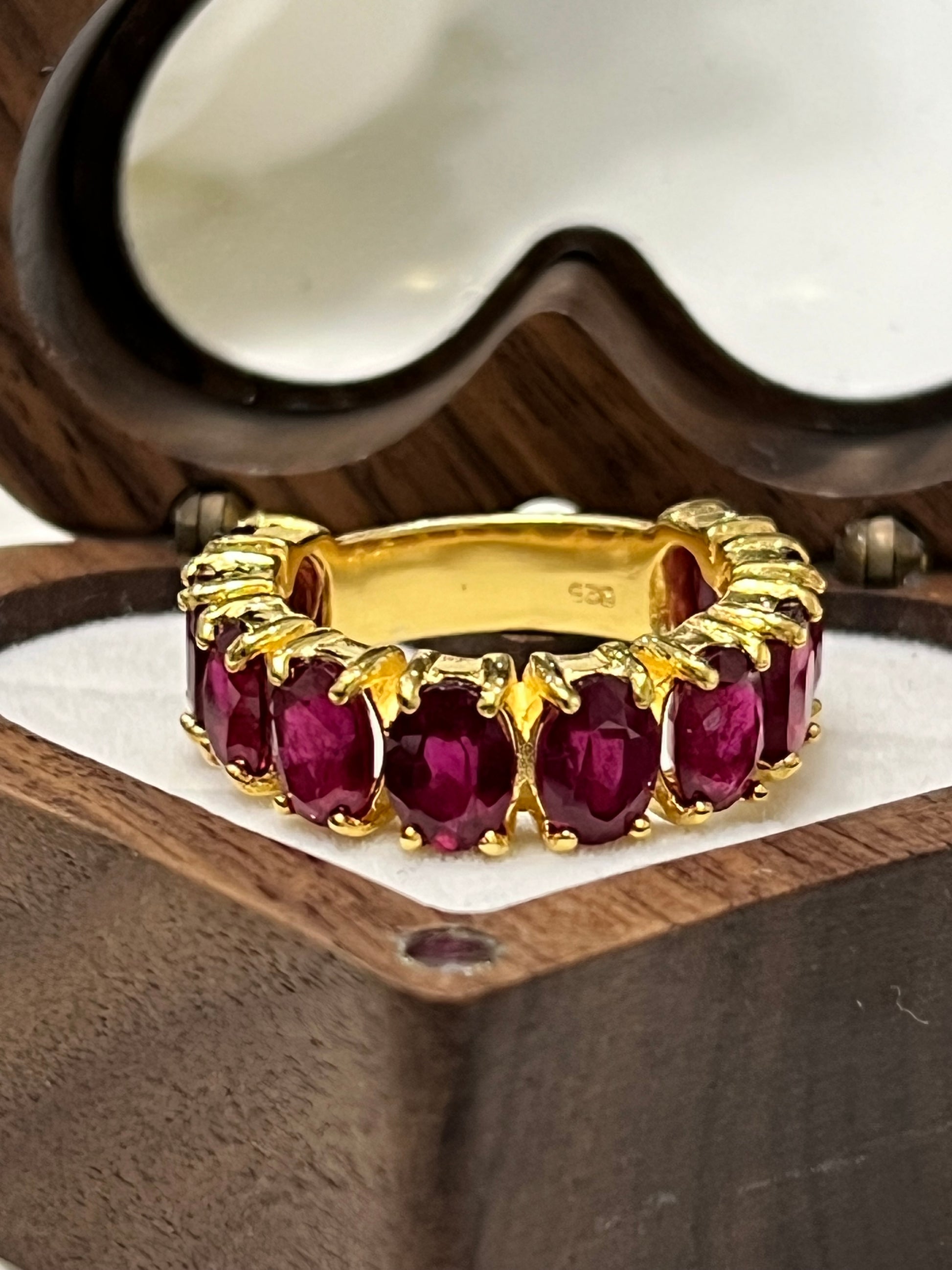Stunning Handmade Half-eternity cocktail Natural Ruby Ring
