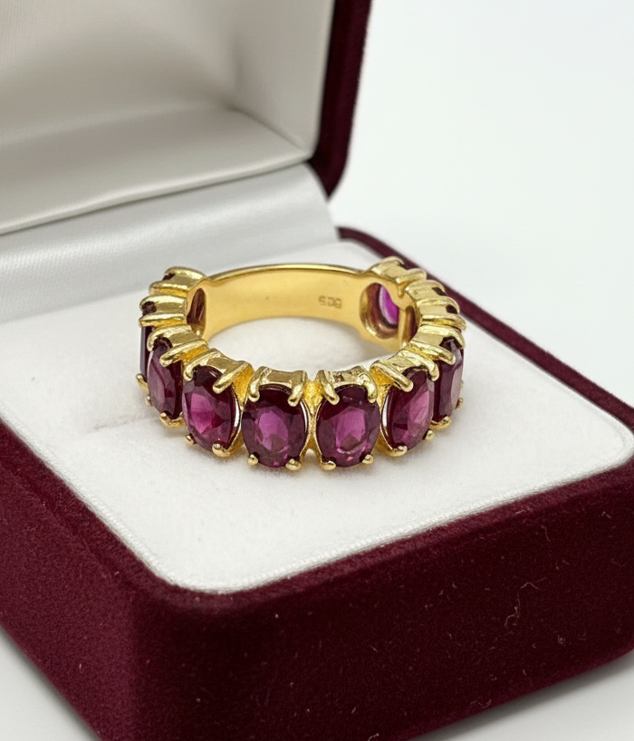Stunning Handmade Half-eternity cocktail Natural Ruby Ring