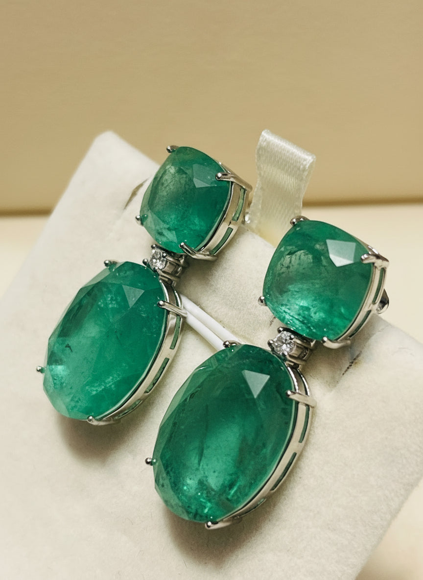 Lab Created Emerald Chunky Earrings