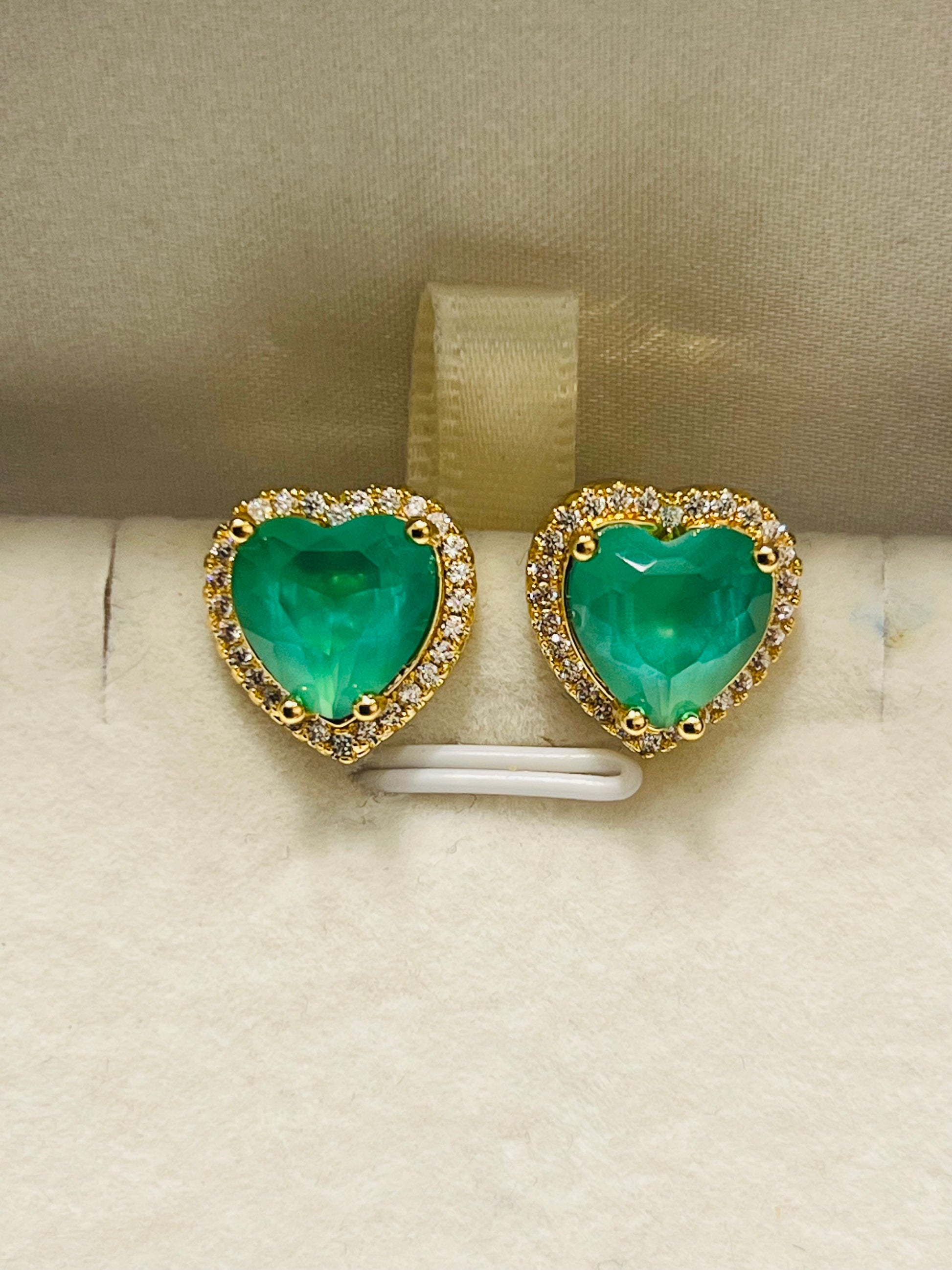 Stunning Colombian Emerald Doublet Neon Heart Earrings