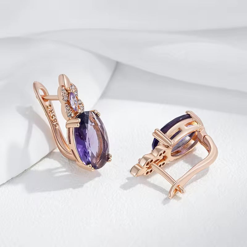 Gemstone Drop Earrings – Amethyst, Mystic Topaz & Citrine | 14K Rolled Gold