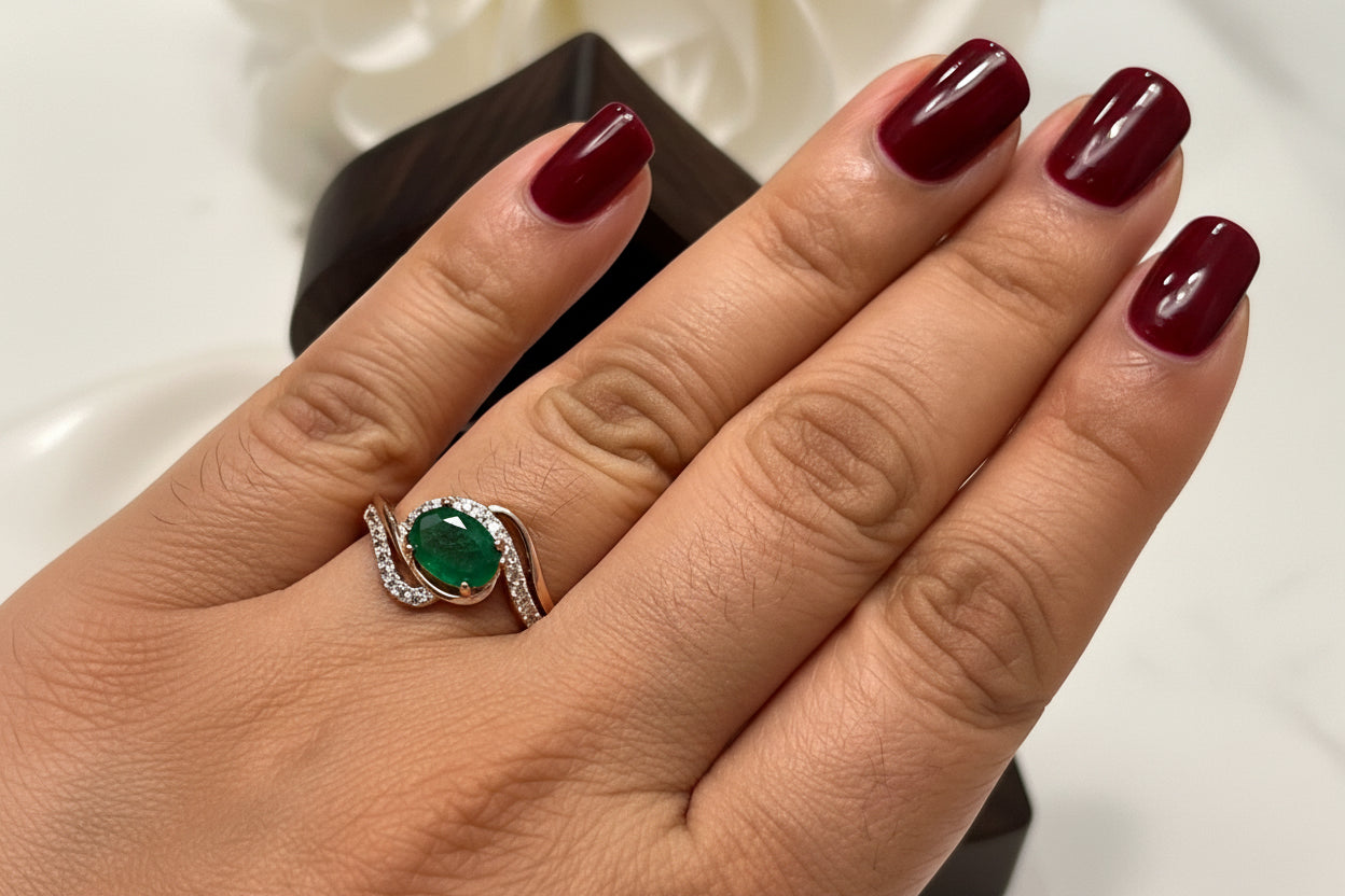 14k Rolled Gold (gold-filled) Emerald two tone ring