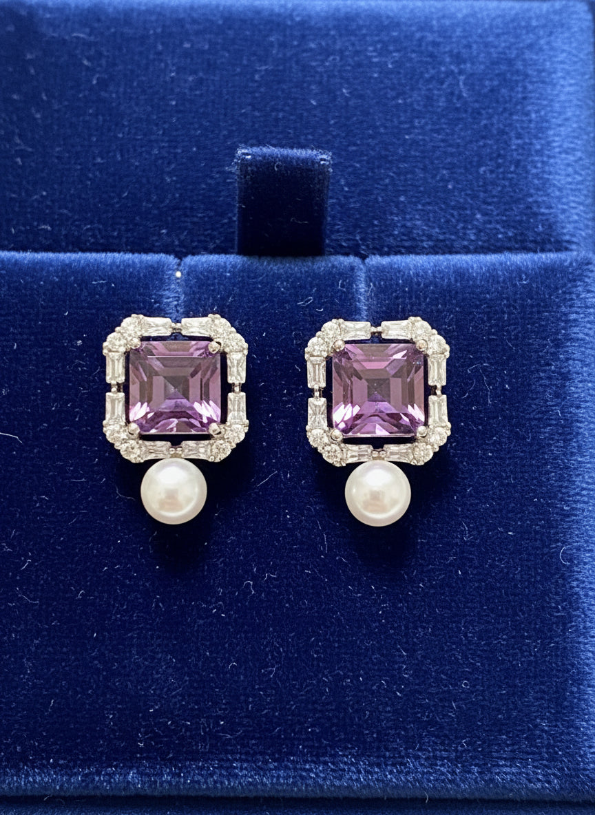 Handmade Natural Amethyst and Pearl “The Midnight” Set