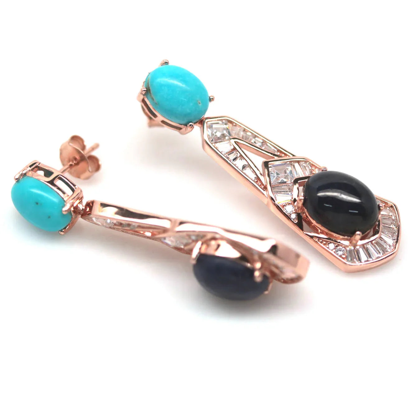 Handmade Natural Blue Sapphire and Turquoise Earrings