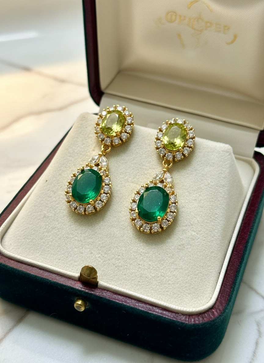 Handmade Natural Sphene and Agate Earrings