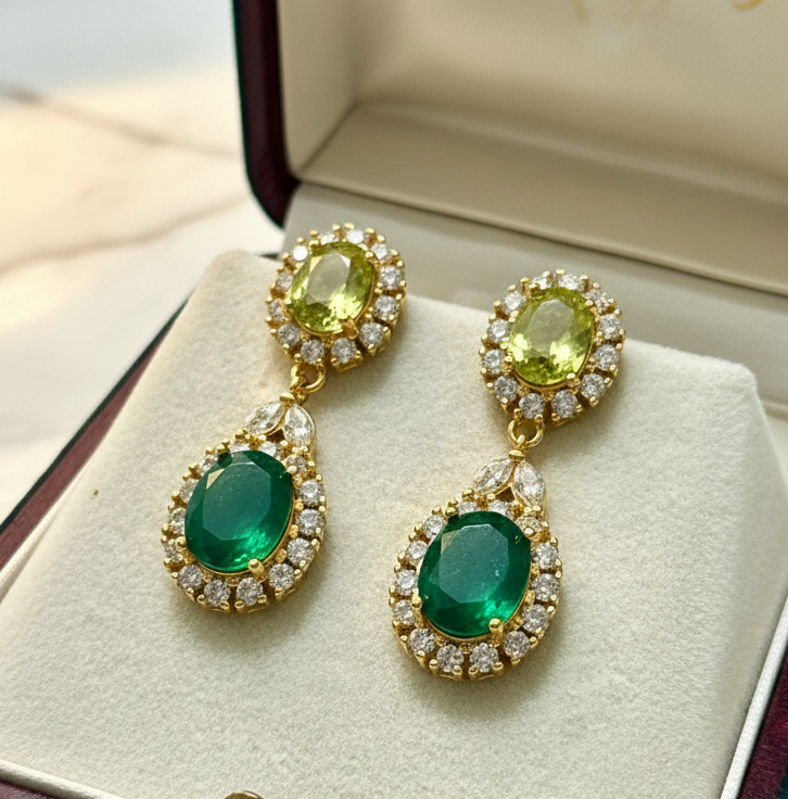 Handmade Natural Sphene and Agate Earrings