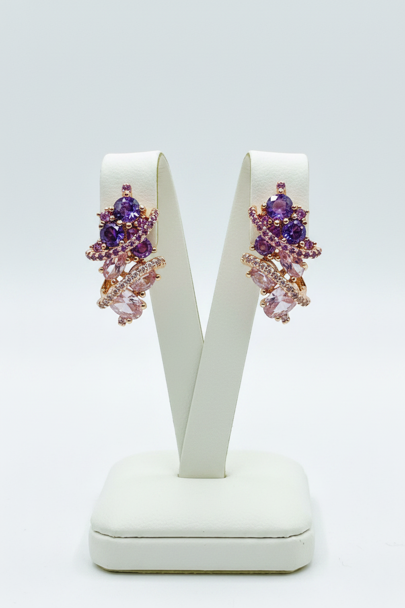 14k Rose Rolled Gold Amethyst Ophelia Earrings