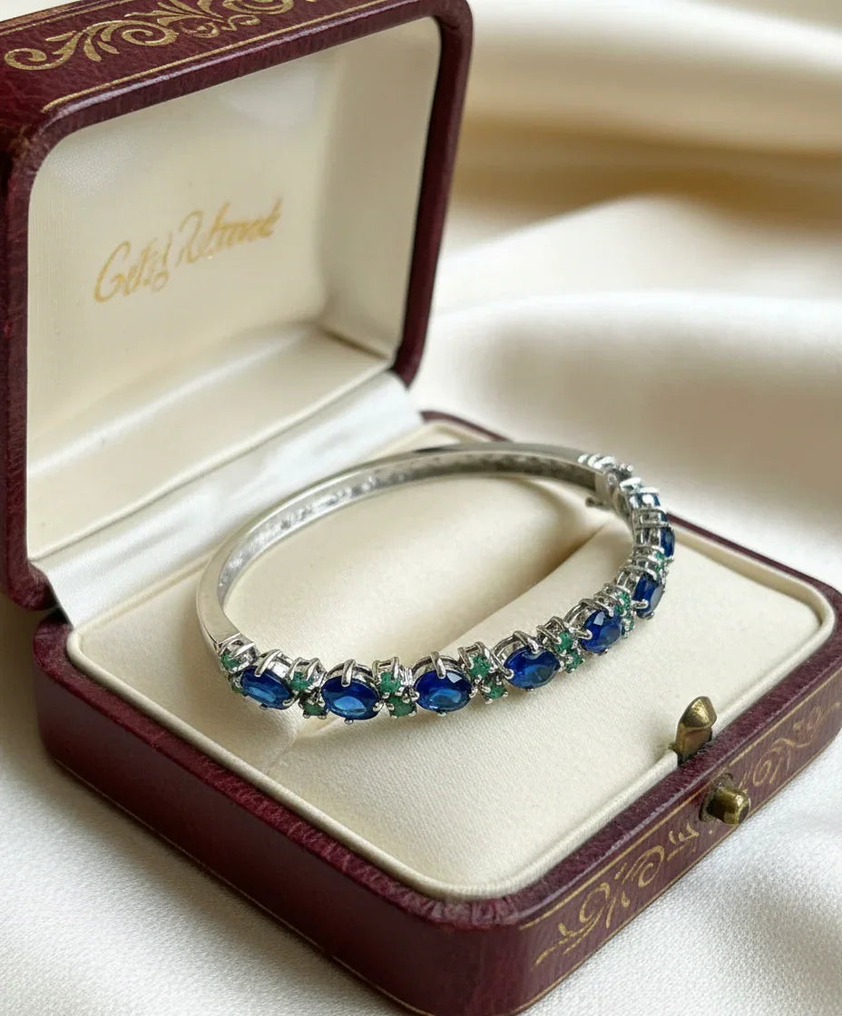 Handmade genuine Emerald & Kyanite Bracelet