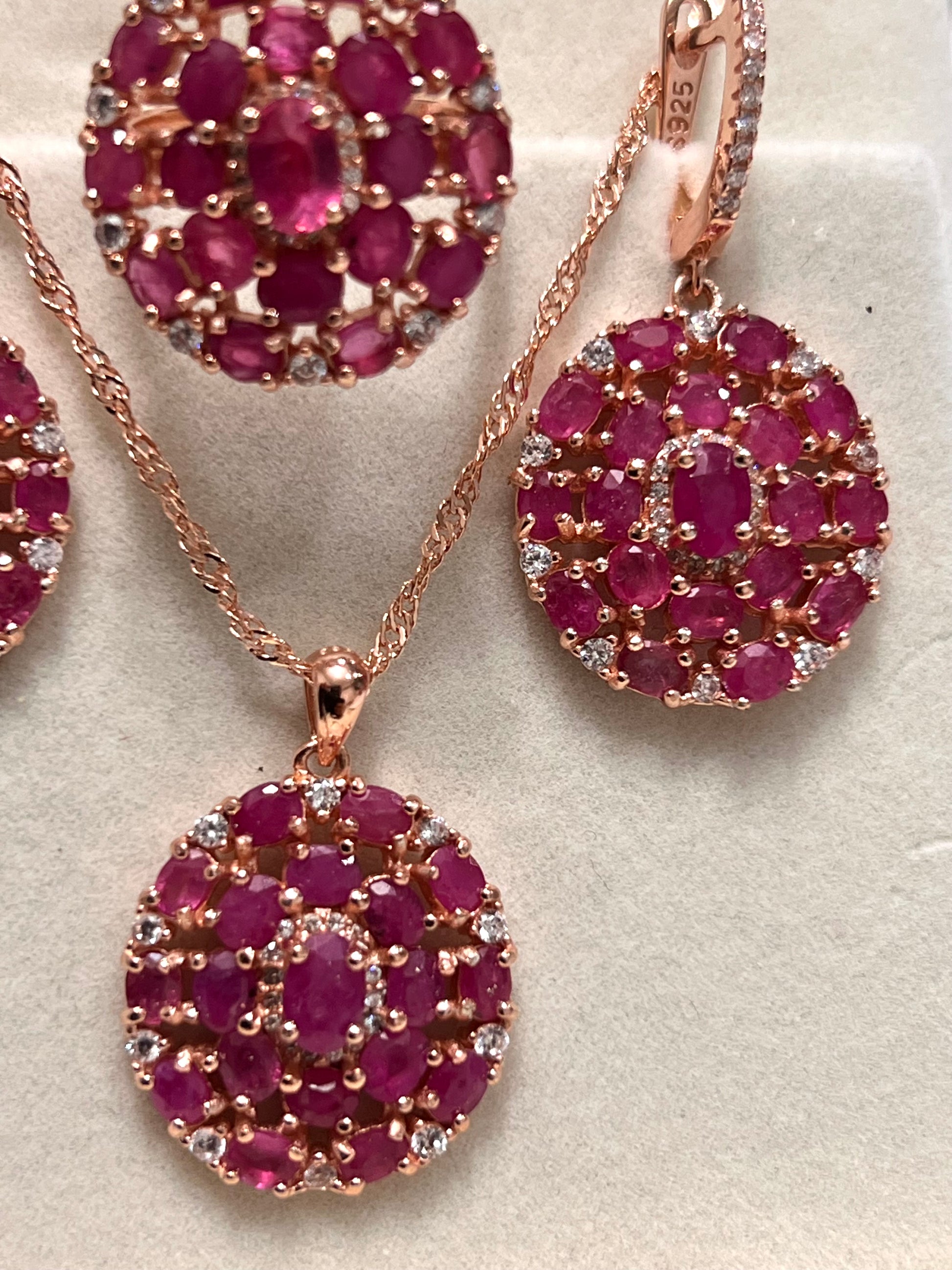 Stunning artisan made Rose Gold Pink Ruby & White Sapphire Pendant
