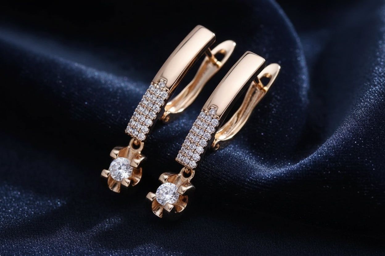 14K Rolled Gold White Shining Minimal Earrings