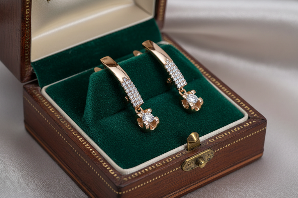 14K Rolled Gold White Shining Minimal Earrings