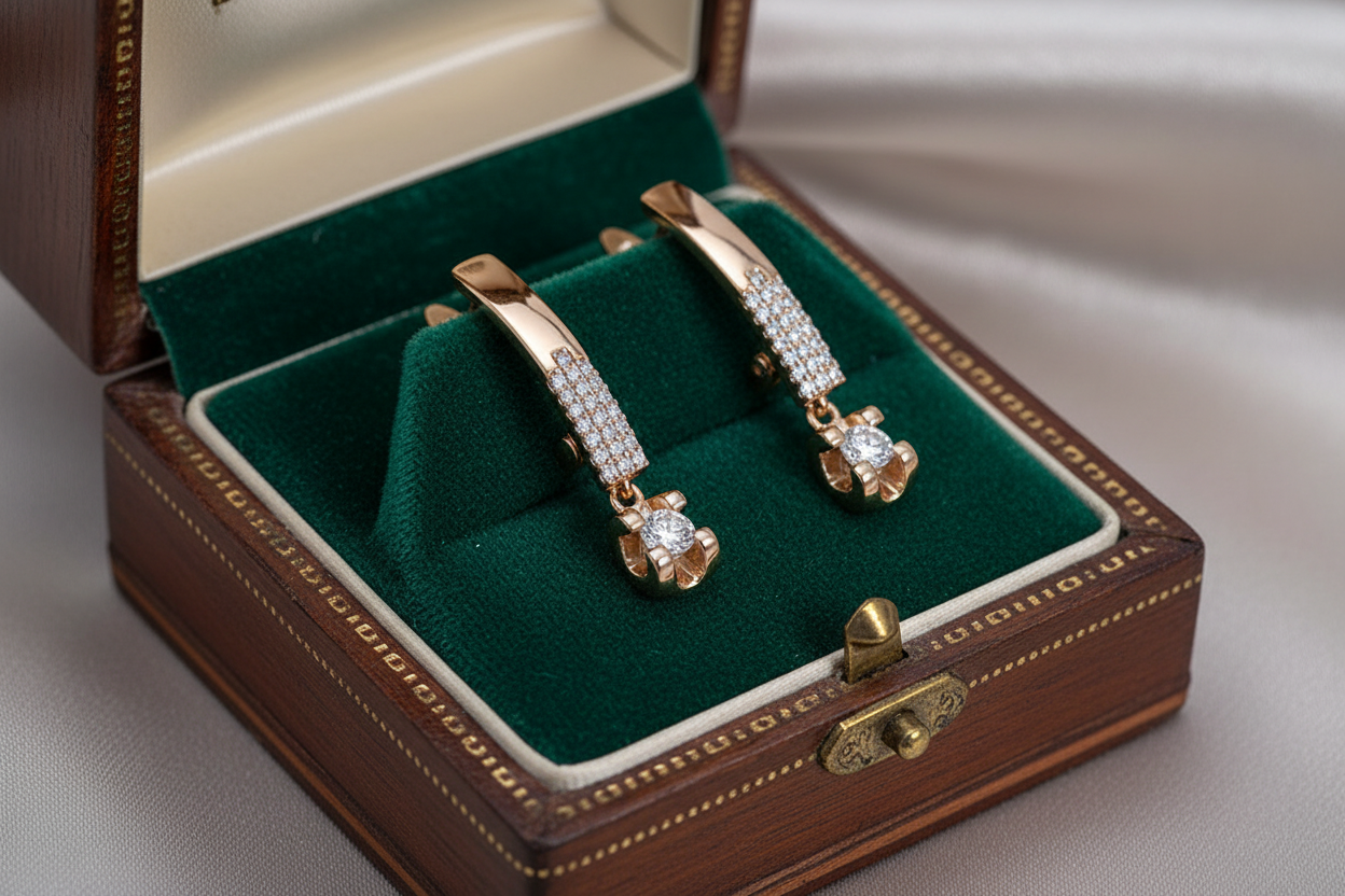 14K Rolled Gold White Shining Minimal Earrings