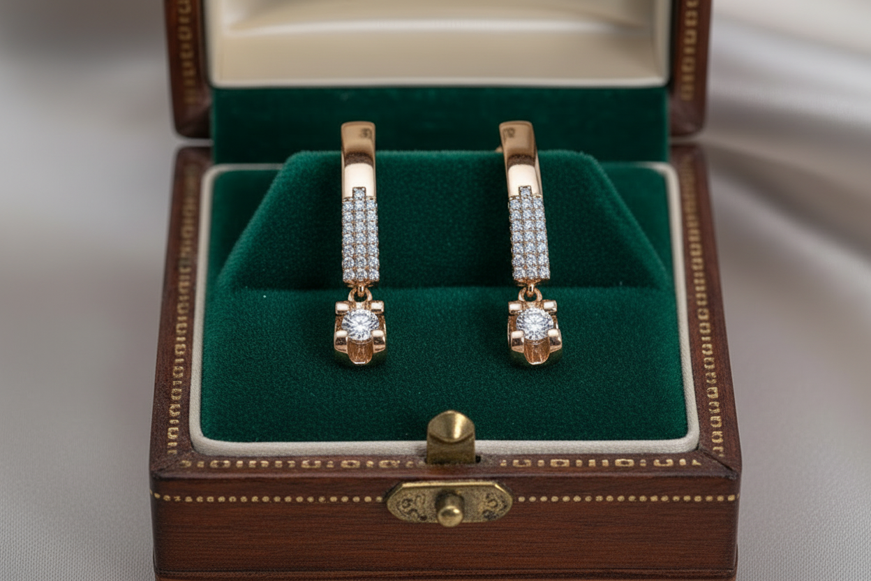 14K Rolled Gold White Shining Minimal Earrings