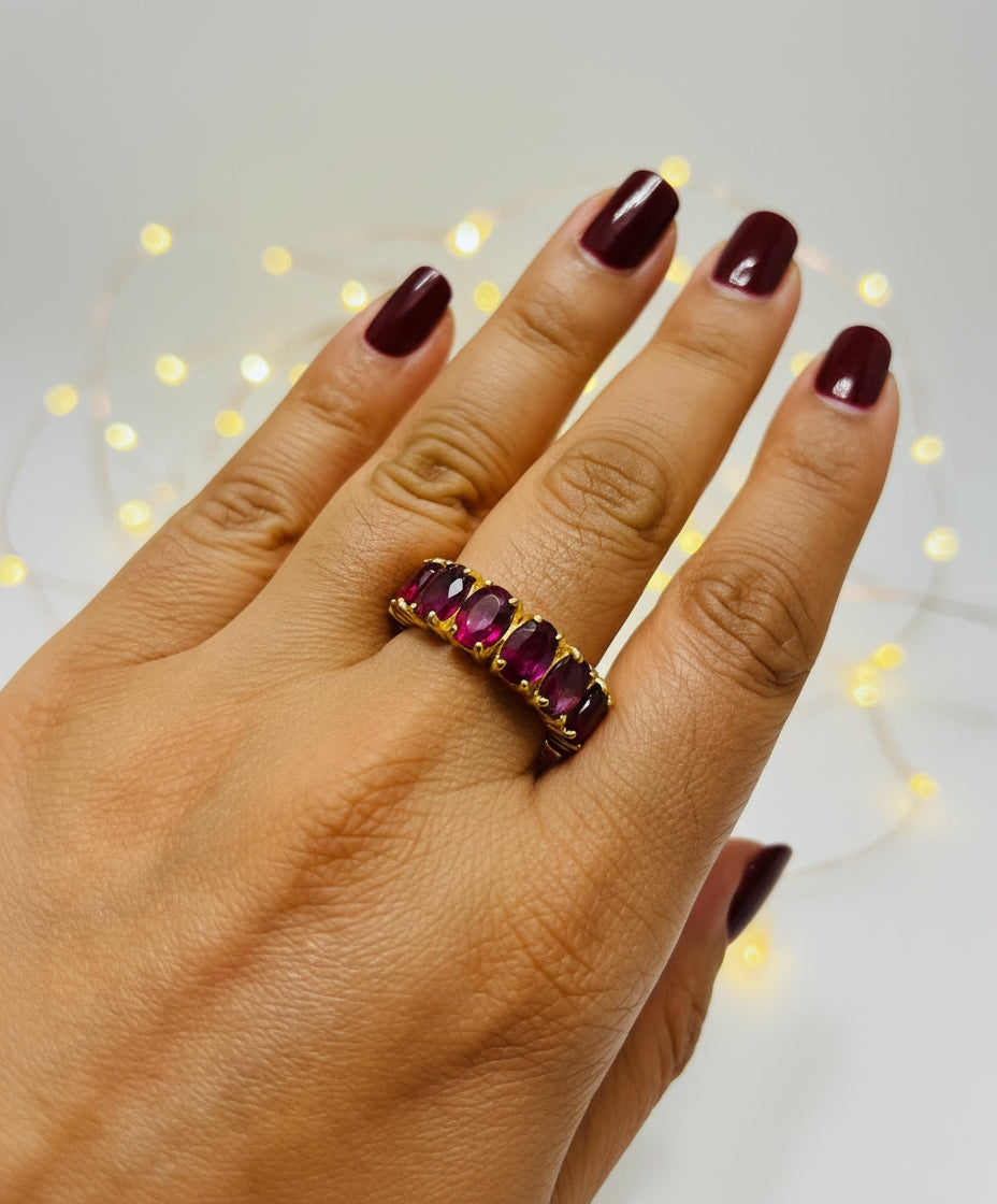 Stunning Handmade Half-eternity cocktail Natural Ruby Ring