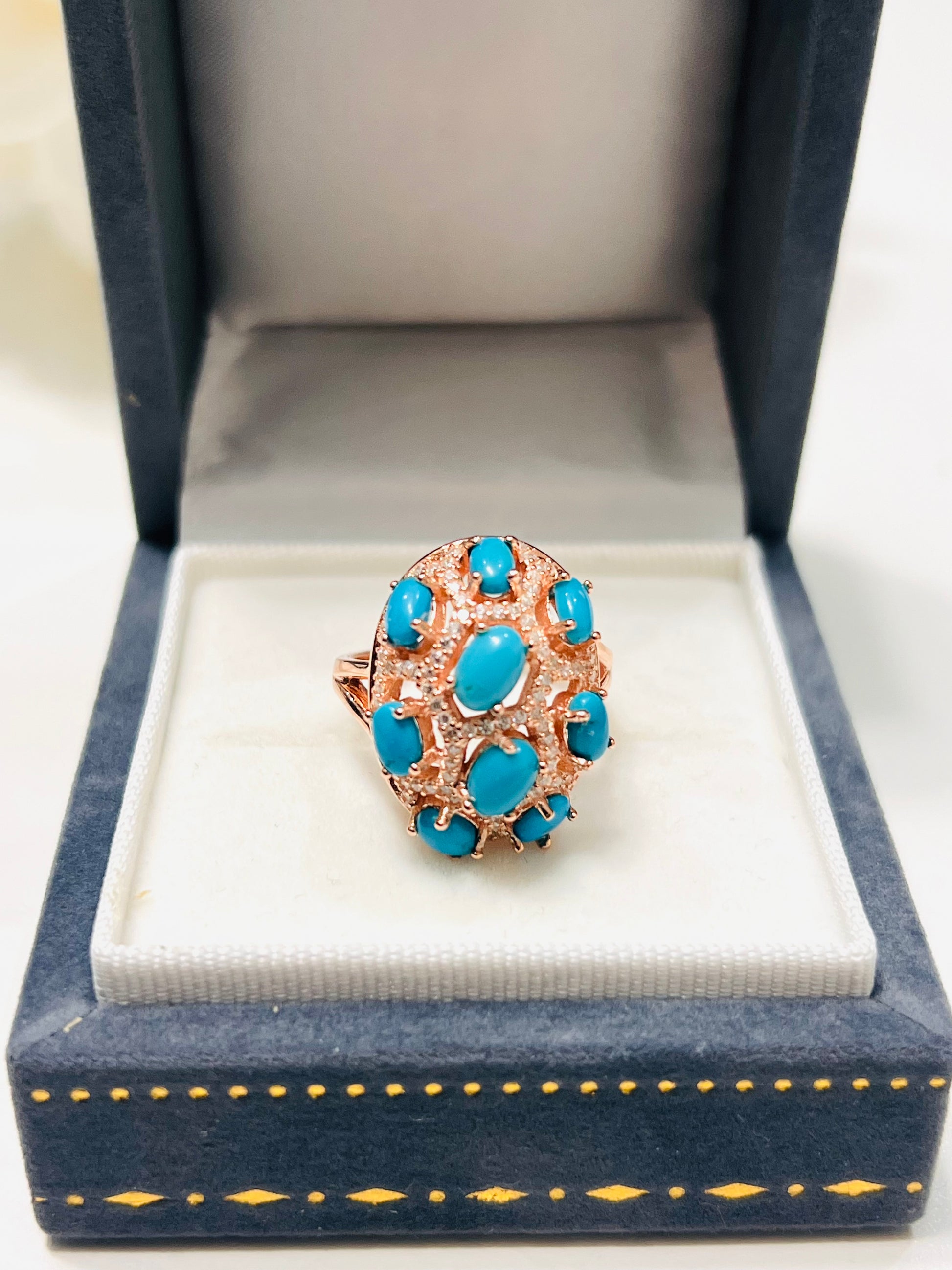 Genuine Sleeping Beauty Turquoise Cluster Ring