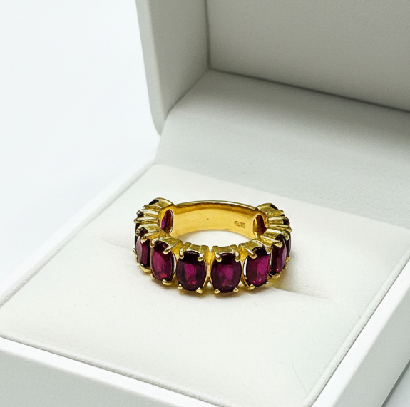 Stunning Handmade Half-eternity cocktail Natural Ruby Ring