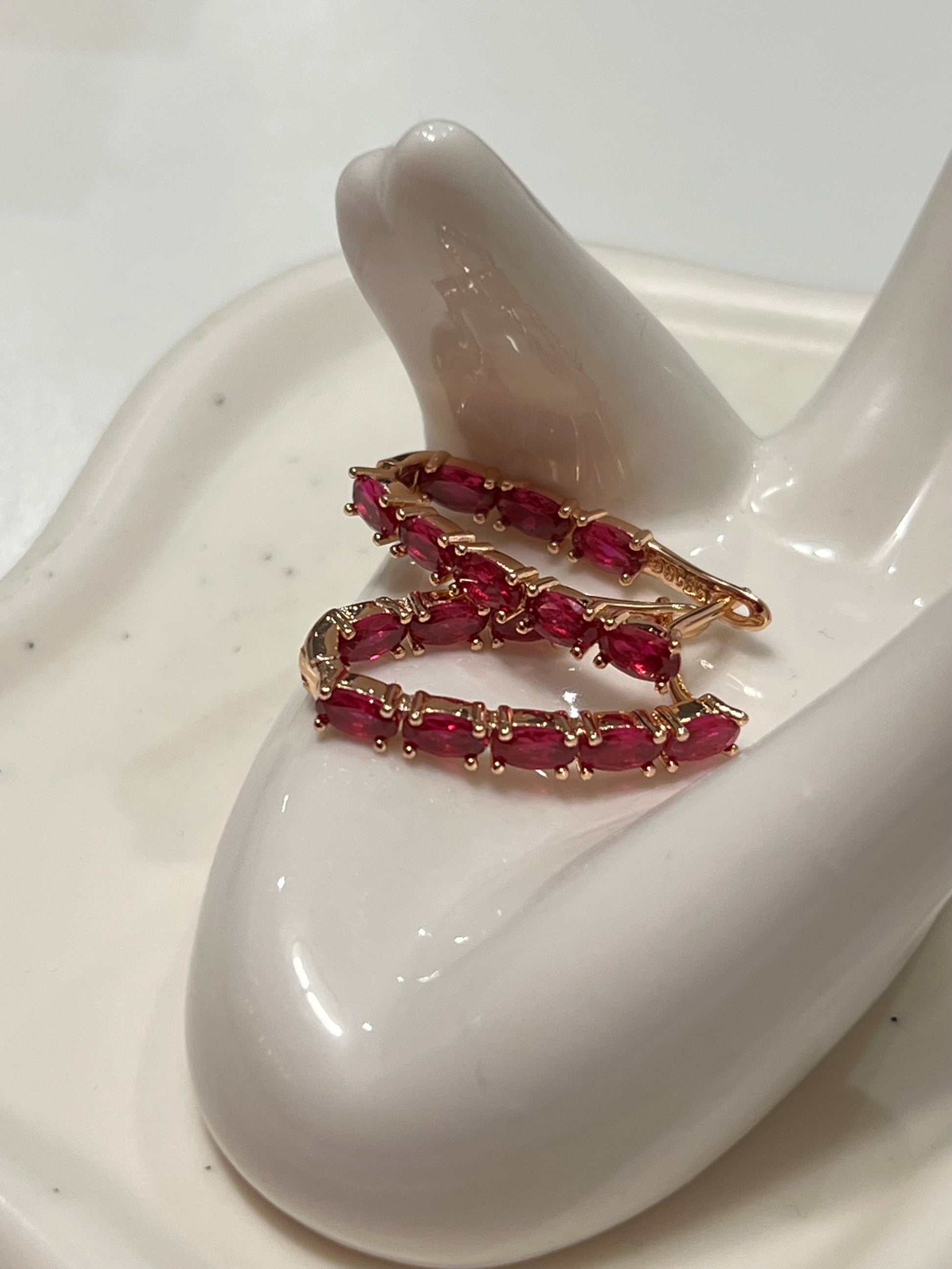 14k Gold Filled Shocking Pink V Hoop Earrings