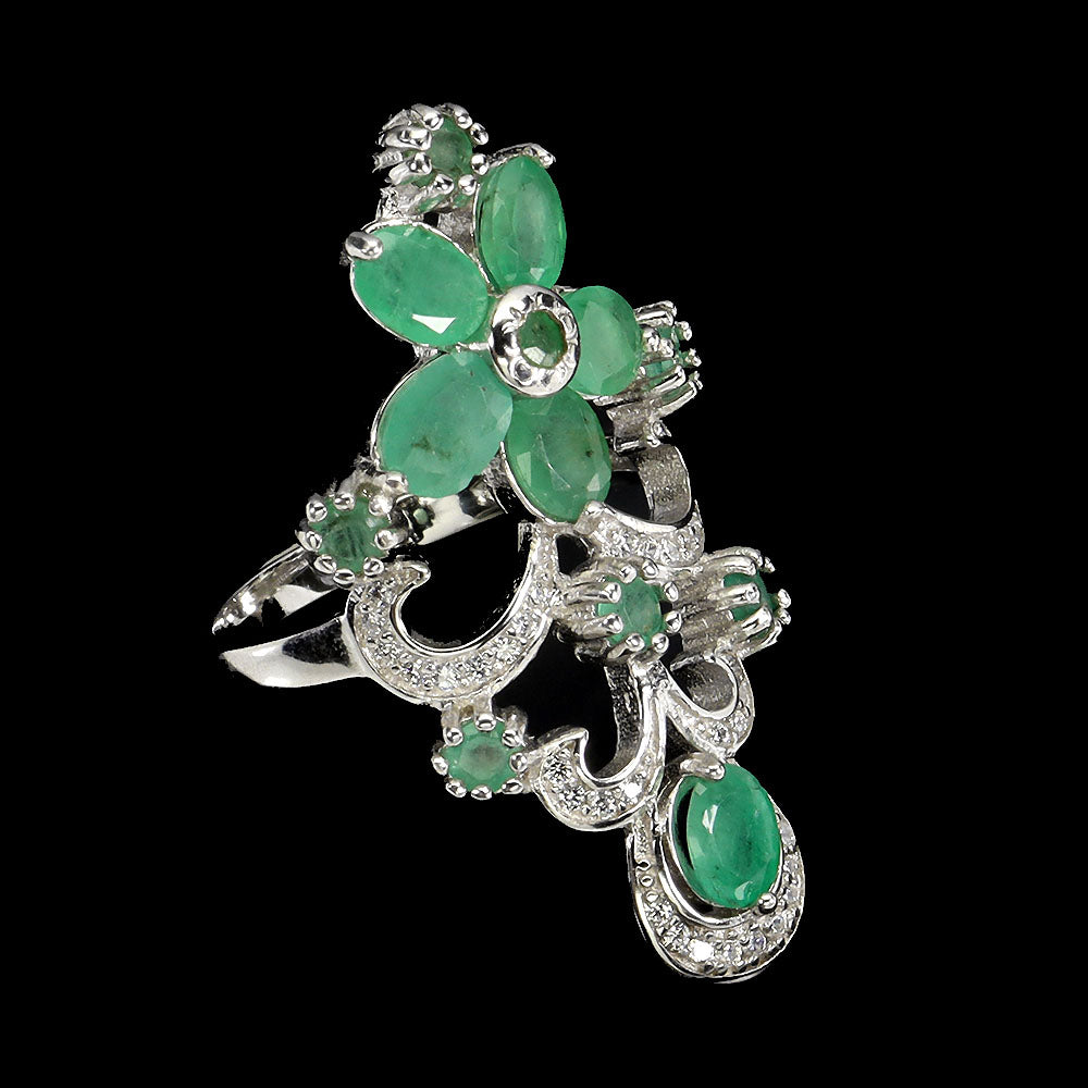 Natural Emerald Royal Bloom Ring – Handmade in Toronto