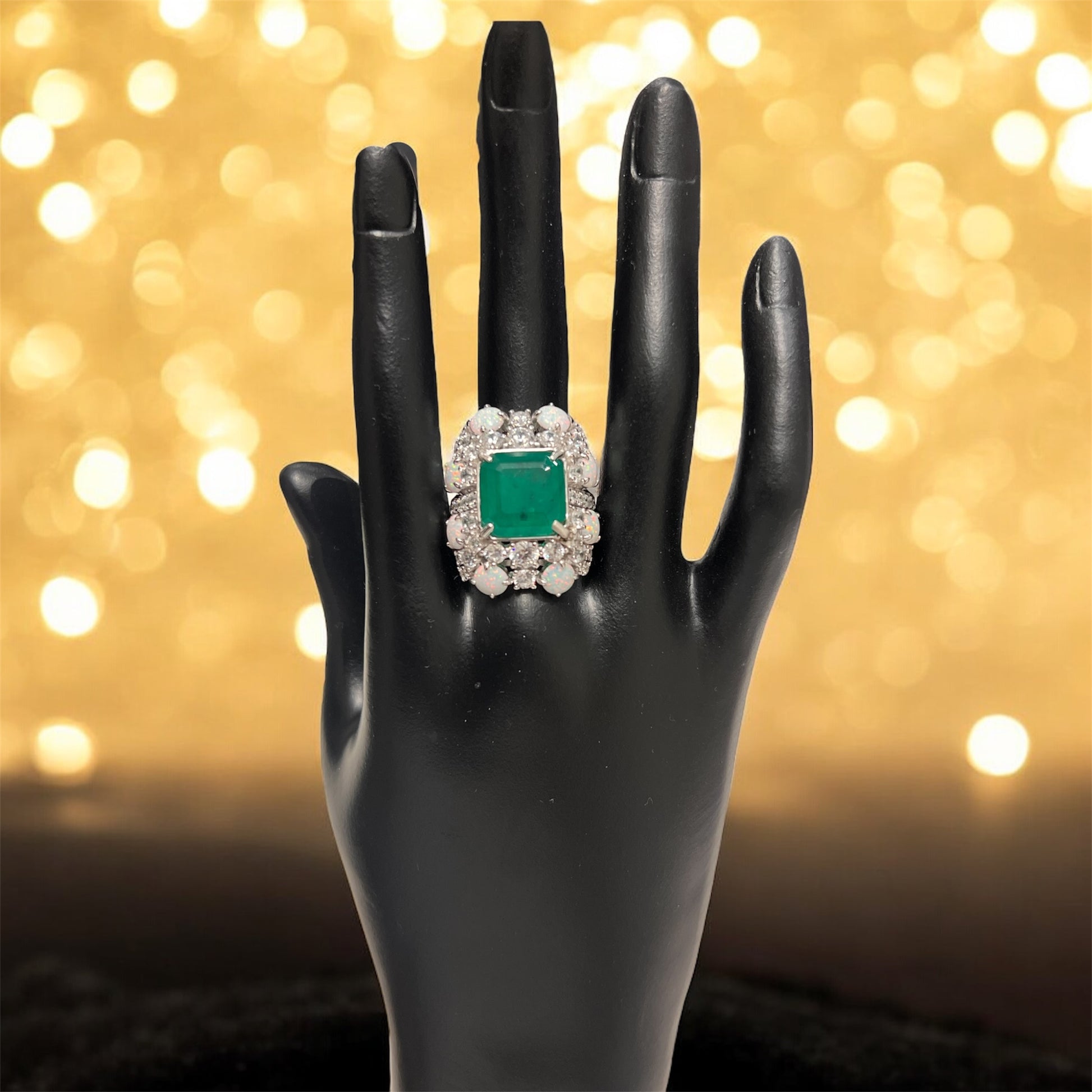 Handmade Stunning Emerald and Opal Ring