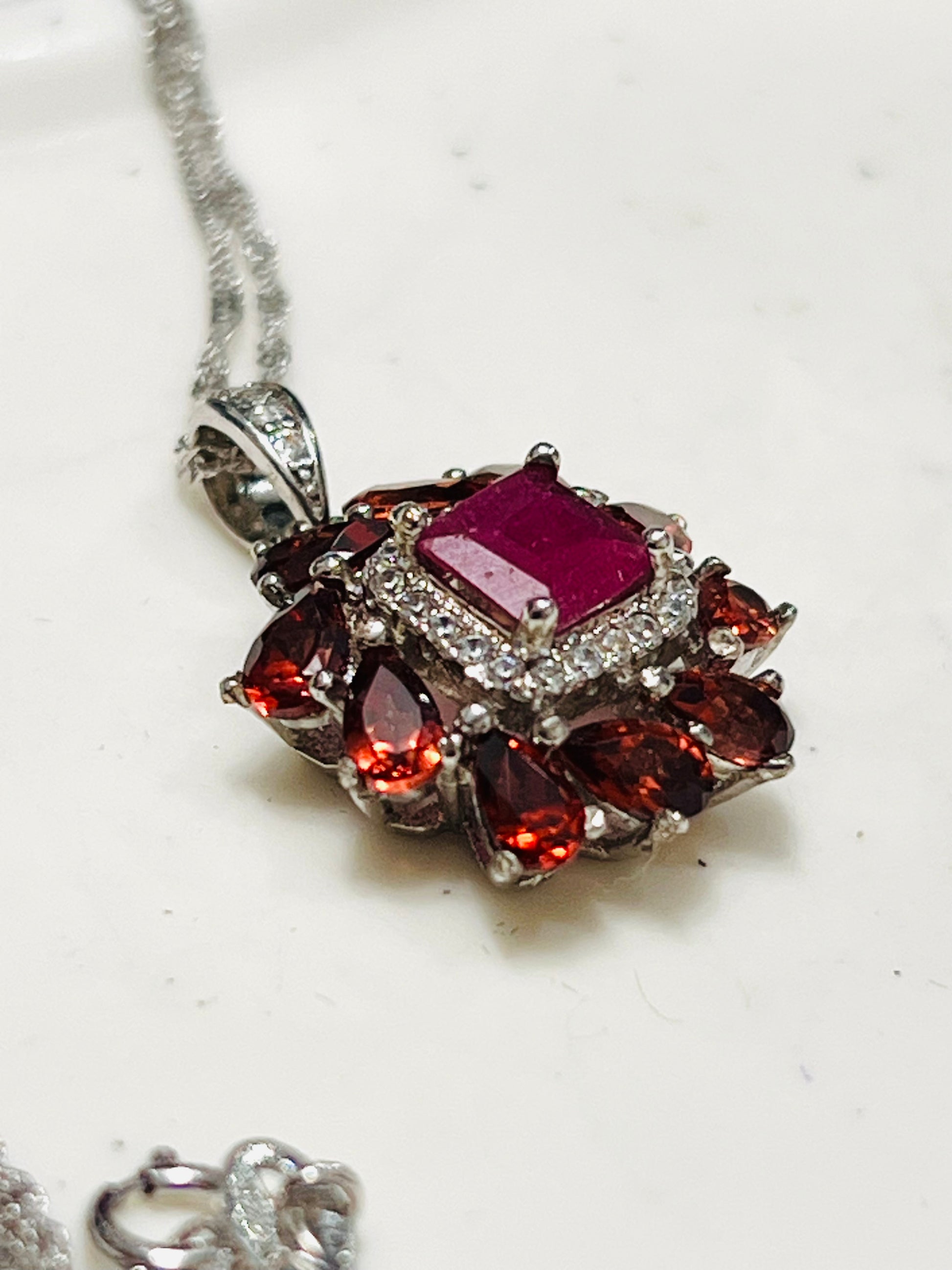 Handmade Genuine Ruby and Garnet Necklace