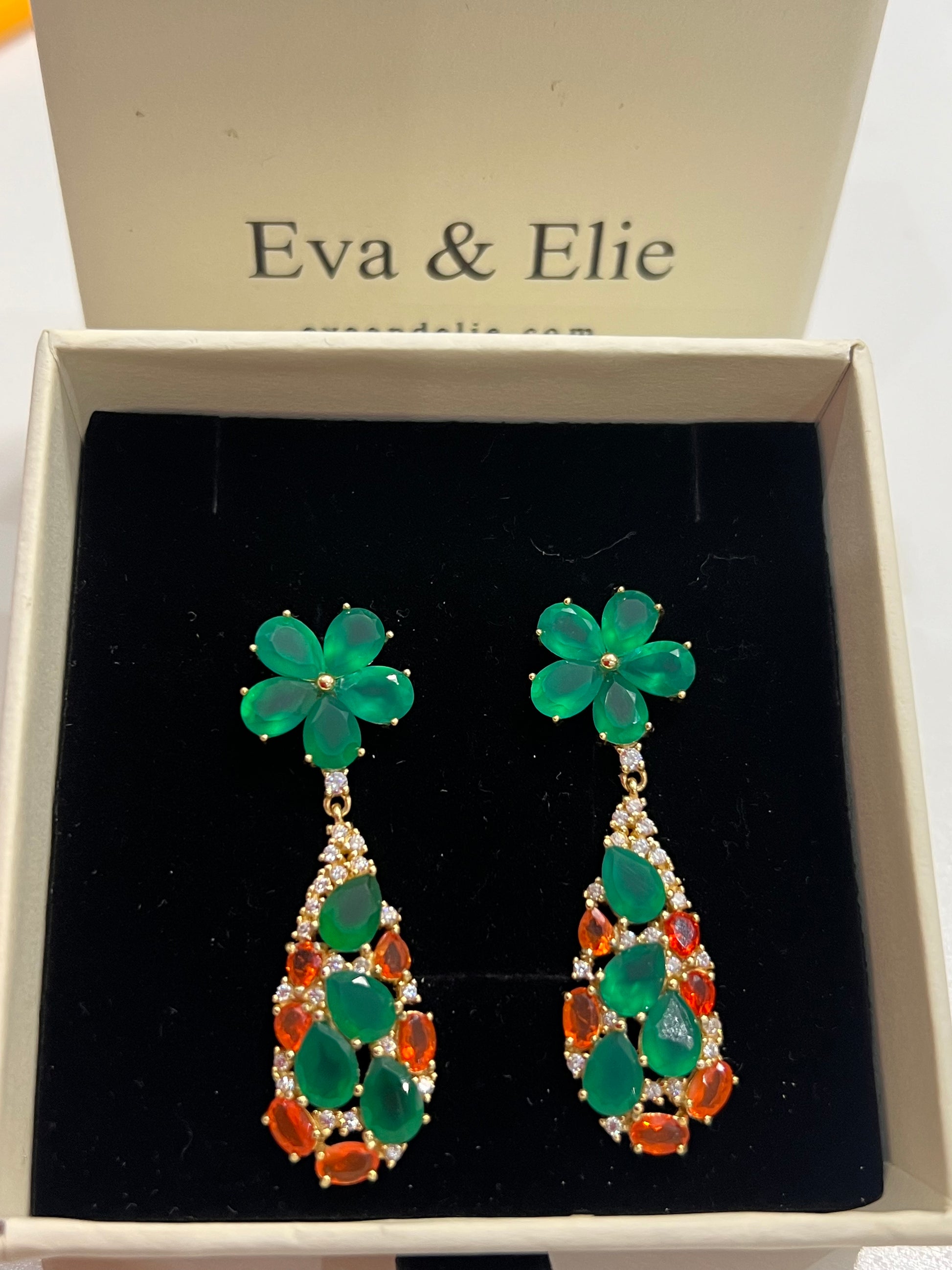 Handmade Natural Agate and Orange Opal fancy earrings- Artisan