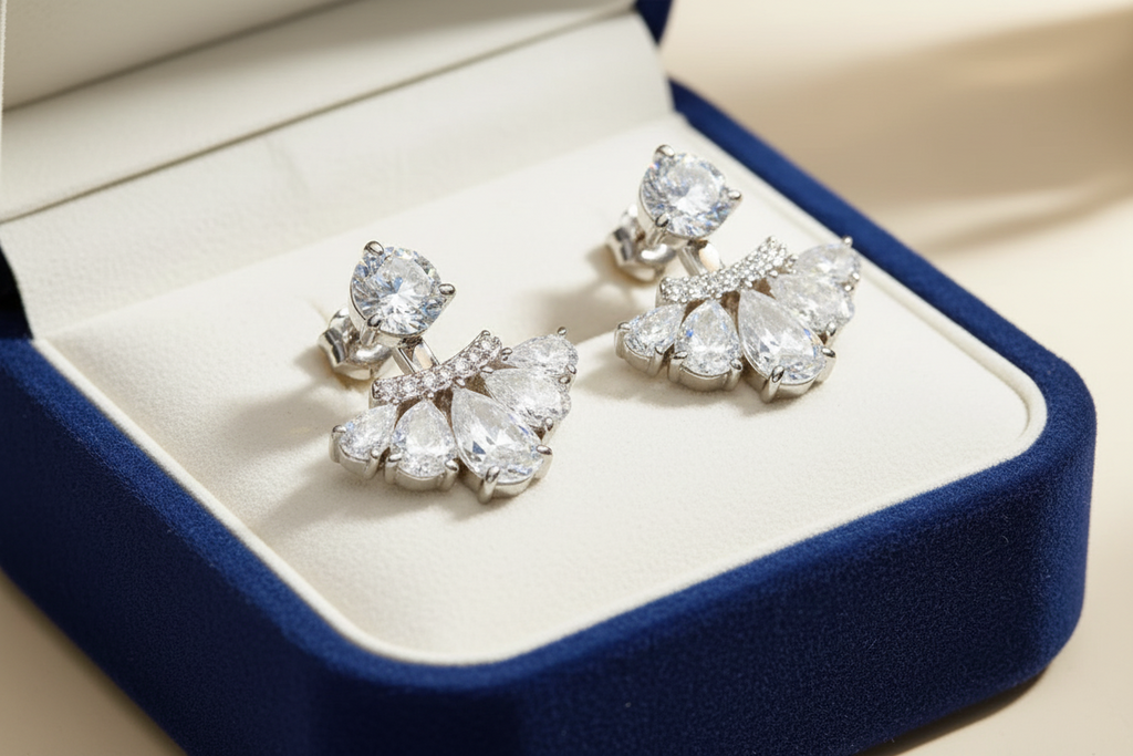 Stunning Solitaire Diamond (Moissanite) Jacket earrings