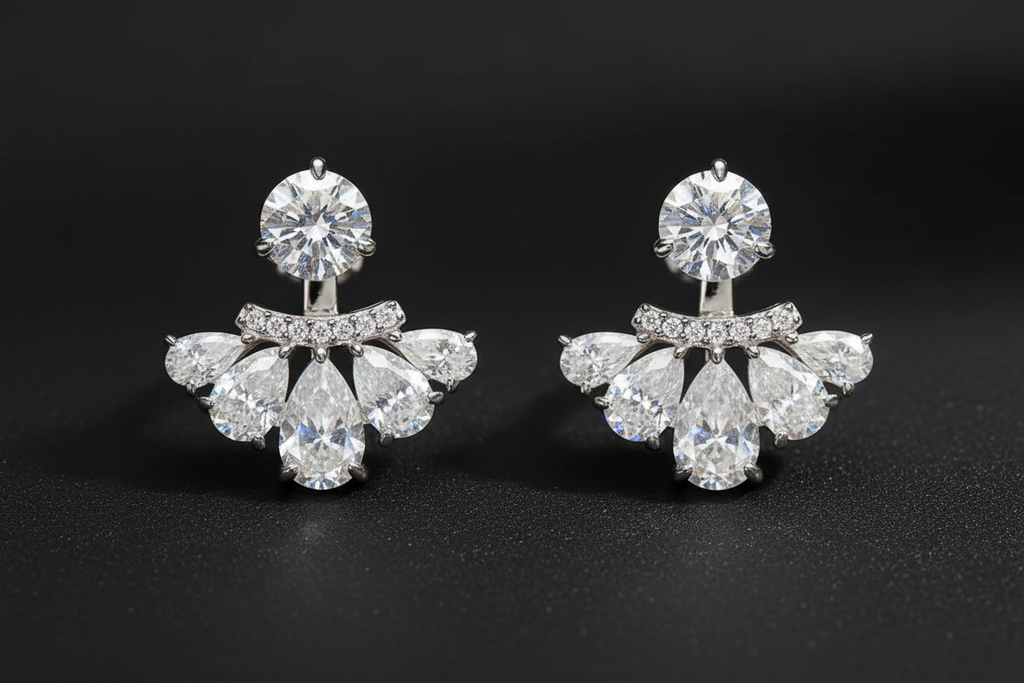 Stunning Solitaire Diamond (Moissanite) Jacket earrings