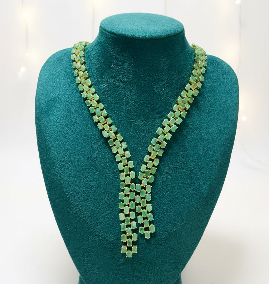 Handmade Natural Stunning 38CT  Emerald necklace- Exquisite Collection
