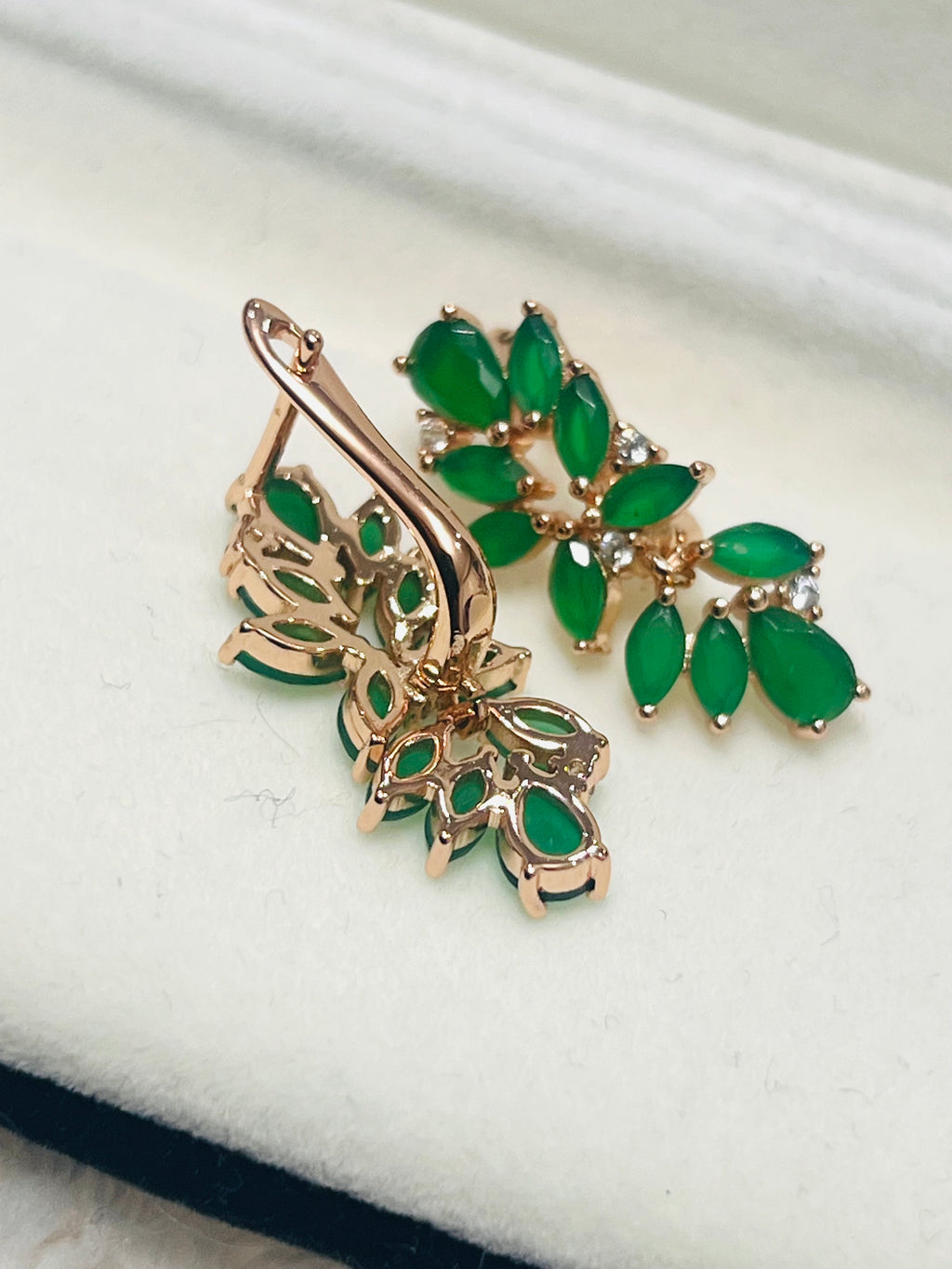 14k Rolled Gold Emerald Leaf Nature Design Earrings