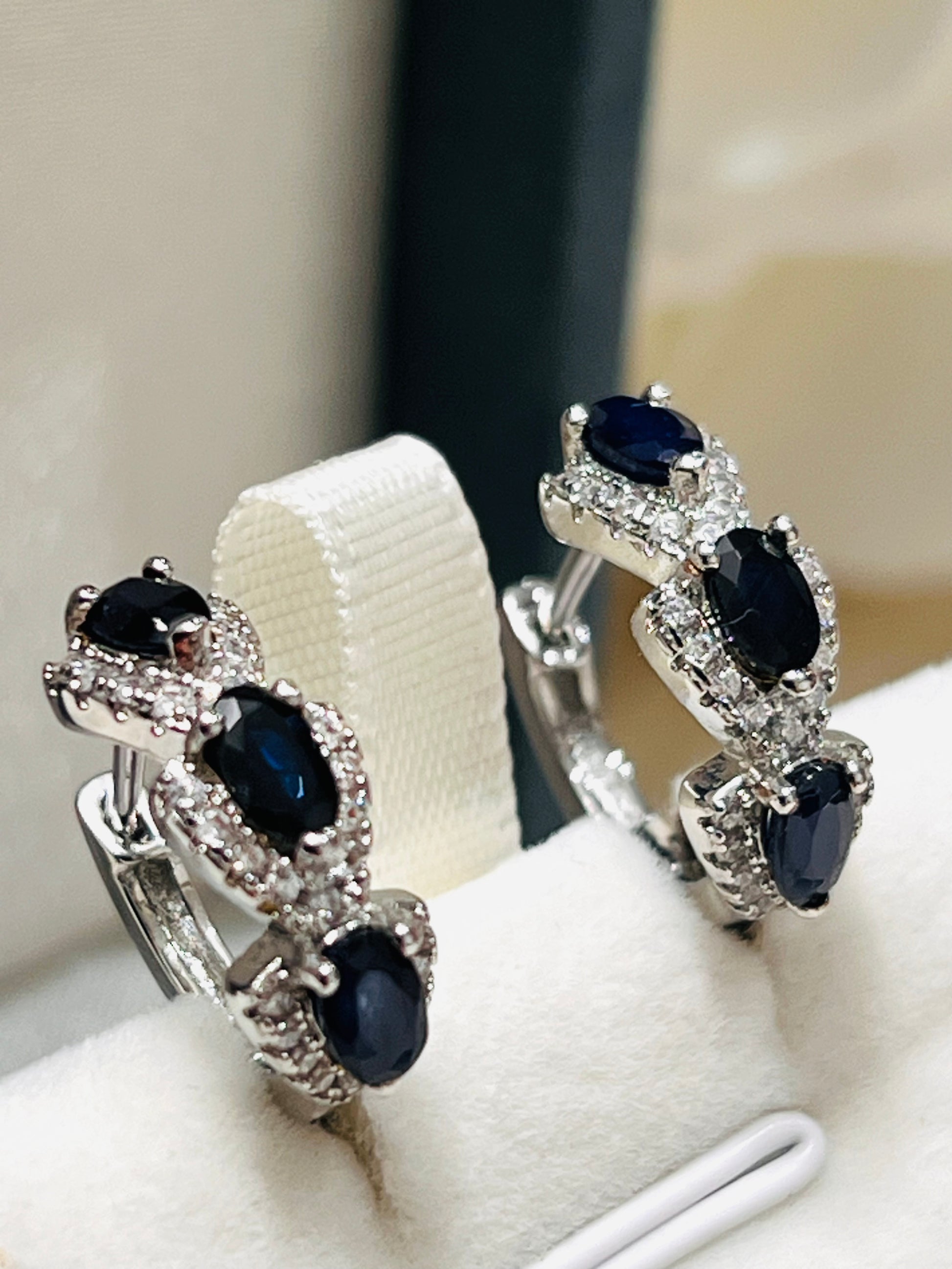 Handmade Natural Blue Sapphire Petite Huggie Earrings