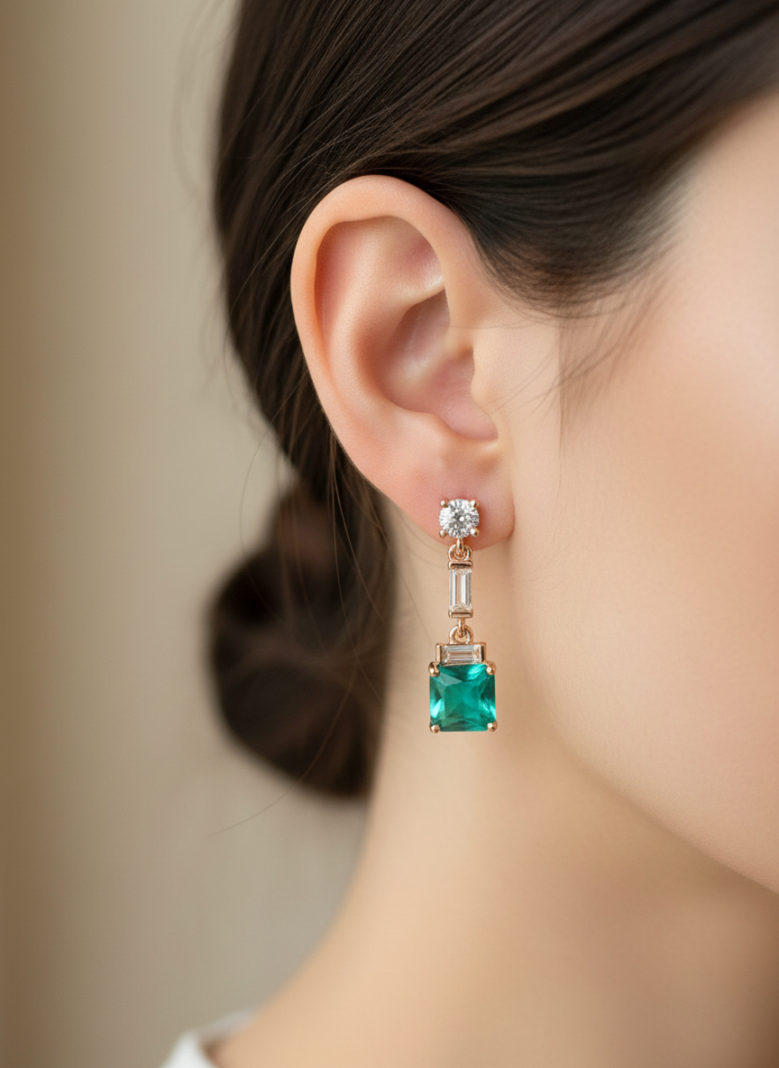Sterling Silver Green Topaz Earrings