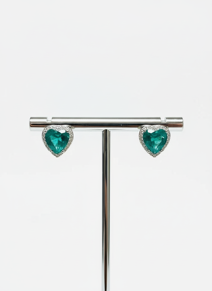 Natural Zambian Emerald Doublet “Love” Collection earrings
